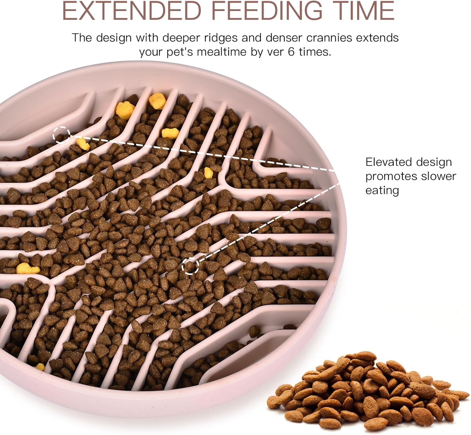 Slow Feeder Dog Bowls, Puzzle Silicone Dog Feeding Bowls with Suction Cups, Anti-Choking, Non-Slip Design, Reduces Boredom, Anxiety, Ideal for Medium to Small Dogs & Cats - XAQMHSW (Pink)