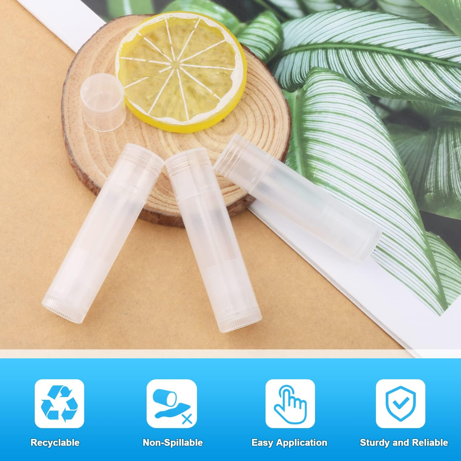 50 Pcs 5.5G Twist-Up Lip Balm Tubes,Empty Plastic Lip Gloss Balm Containers Rotatable Deodorant Containers for DIY Homemade Lipsticks, Chapsticks and Homemade Solid Perfume,Clear image number 4