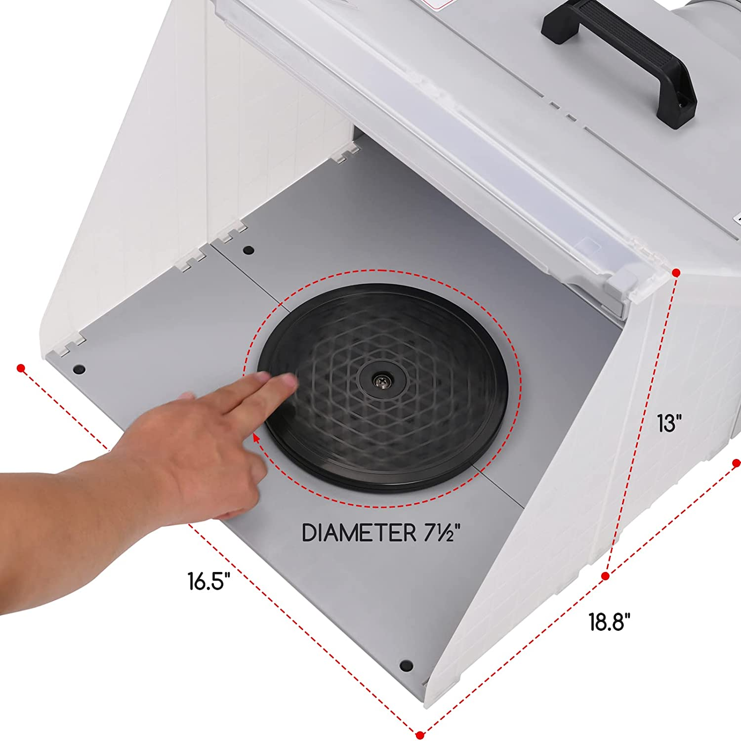 MEEDEN Airbrush Hobby Spray Booth with 3 LED Light Turn Table and Filter Hose, Large Capacity Portable Airbrush Spray Booth Kit for Painting All Art, Model, Craft, Hobby, DIY, Nails, T-Shirts & More image number 1