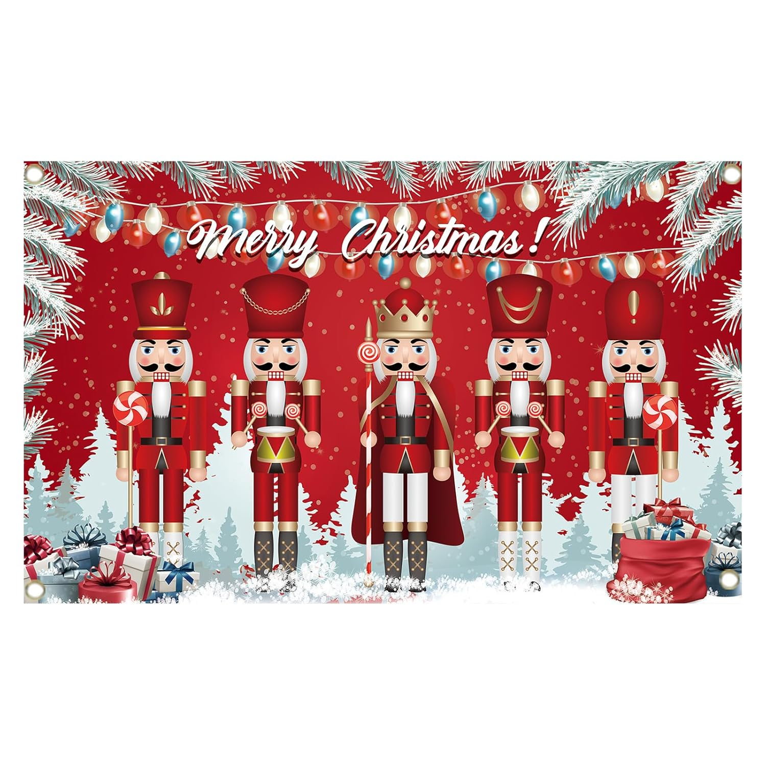 Valicaer Nutcracker Christmas Banner,Merry Christmas Decorations Nutcracker Banner Xmas Backdrop Banner Christmas Red Wall Photo Booth Sign Background Hanging Decor for Indoor Outdoor Party Supplies image number 1