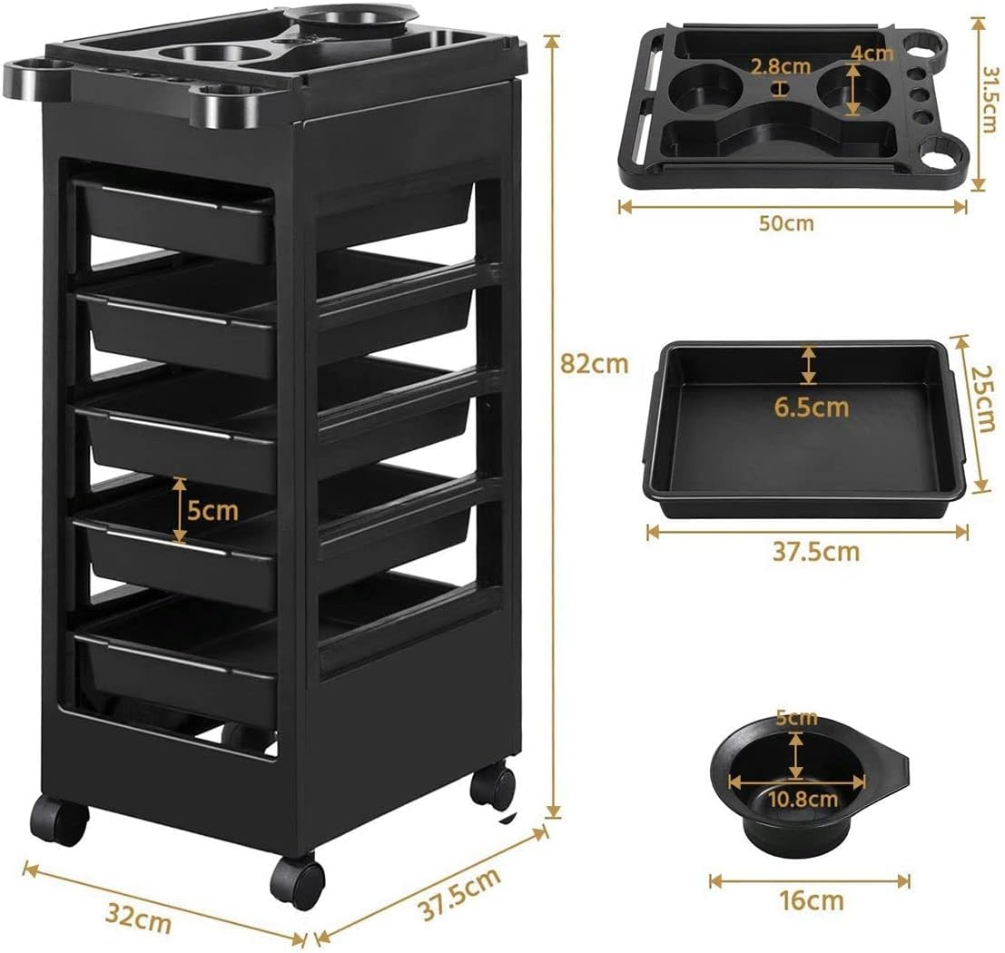 Hairdressing Trolley Storage Rolling Tool Cart Salon Furniture on Wheels 6 Tiers 5 Tray image number 3