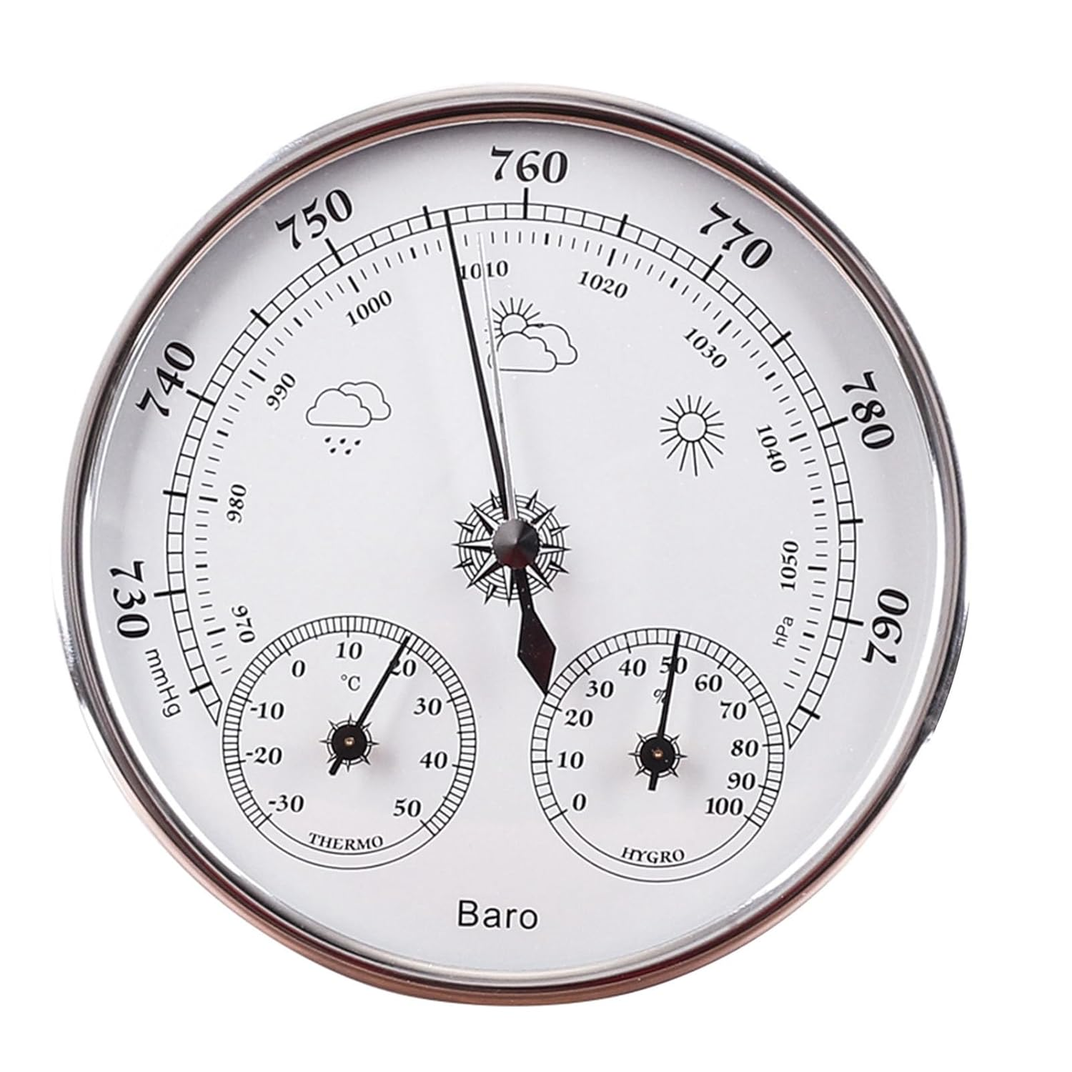 Thermometer Barometer Hygrometer, Wall Hanging Thermometer Barometer Hygrometer Lightweight Easy to Read with Clear Scales for Indoor Outdoor image number 6