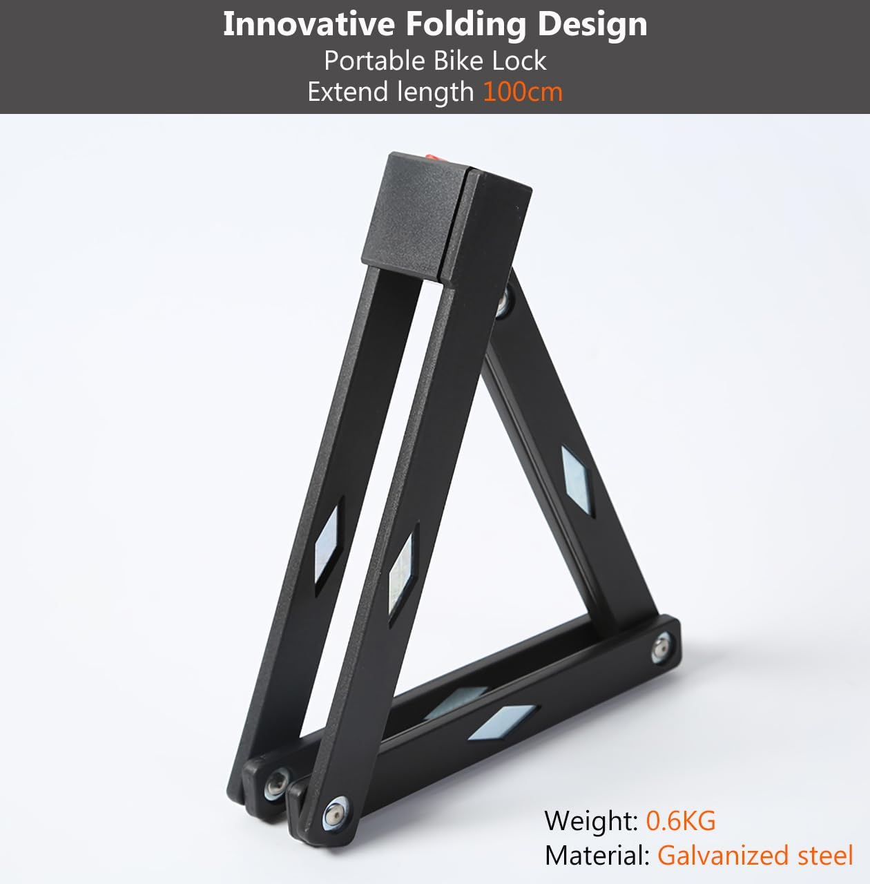 Reelau Folding Bike Lock, Alloy Steel Hinged Arms Bike Lock for MTB Road Bike Heavy Duty Foldable Bike Chain Lock Anti-Theft Bicycle Folding Lock with Bracket Bicycle Lock Strong Security image number 1