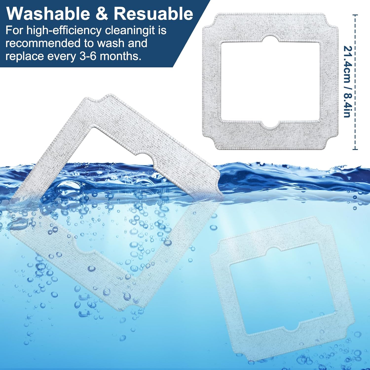 Jegehoyo W-CC02-0012 Cleaning Pads for Ecovacs Winbot Mini Window Cleaning Robots, Window Cleaner Robot Cleaning Cloth for Ecovacs, Washable Microfibre Wipes, Pack of 6 image number 1