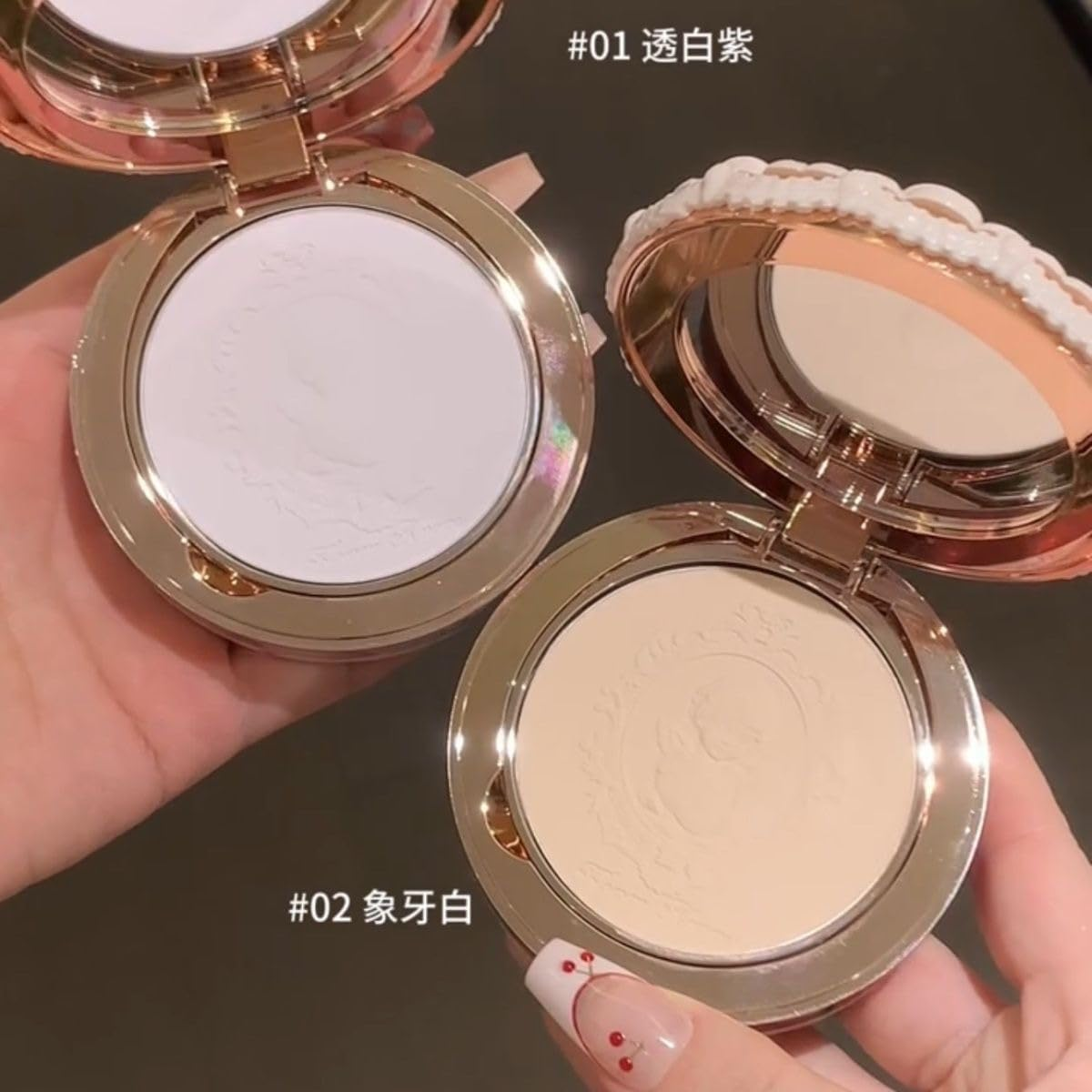 Flower Knows Strawberry Cupid Collection Pressed Powder Mineral Makeup Powder Foundation with Concealer & Finishing Vegan (C01, S) - C01 image number 2