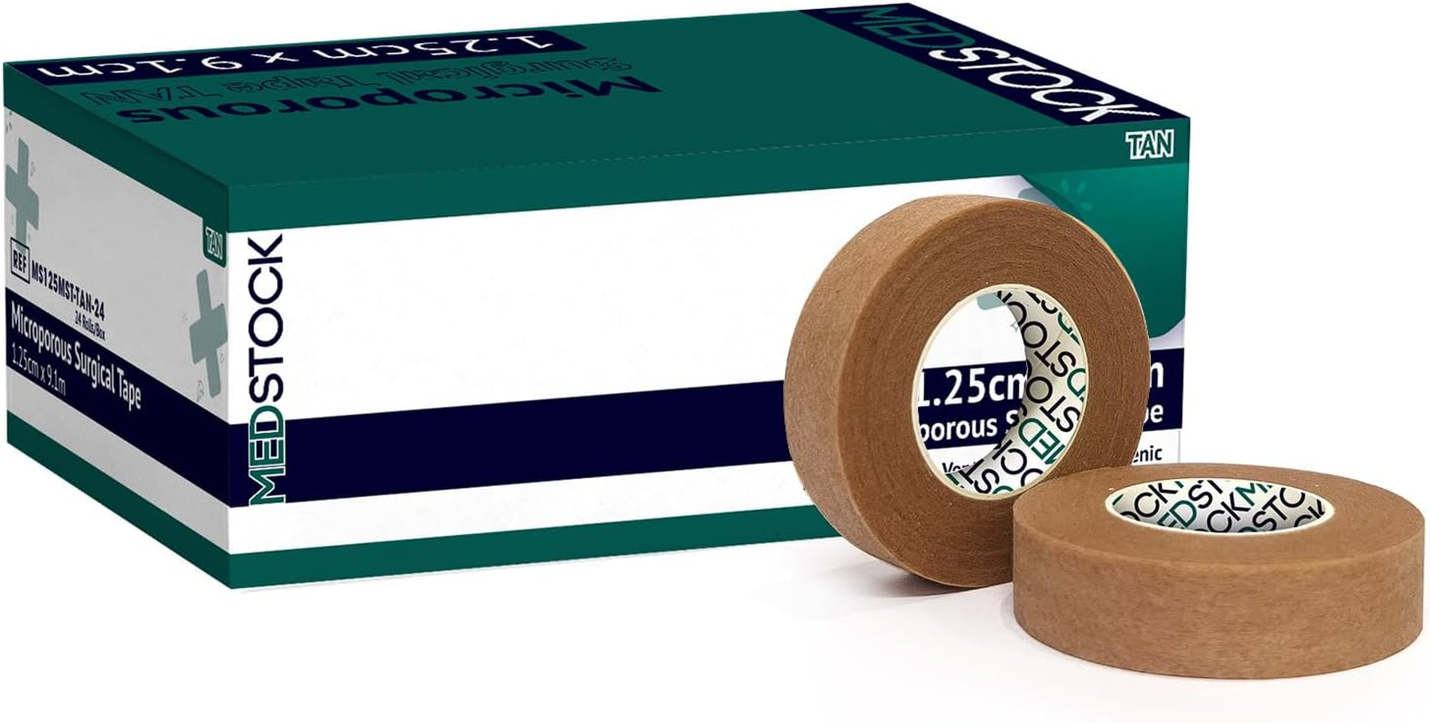 MEDSTOCK Premium Microporous Surgical White Tape, 2.5Cm X 9.1M, 12 Rolls/Box, Latex-Free, Ideal for Dressing Fixation & Scar Management, Hypoallergenic, Breathable & Tearable image number 1