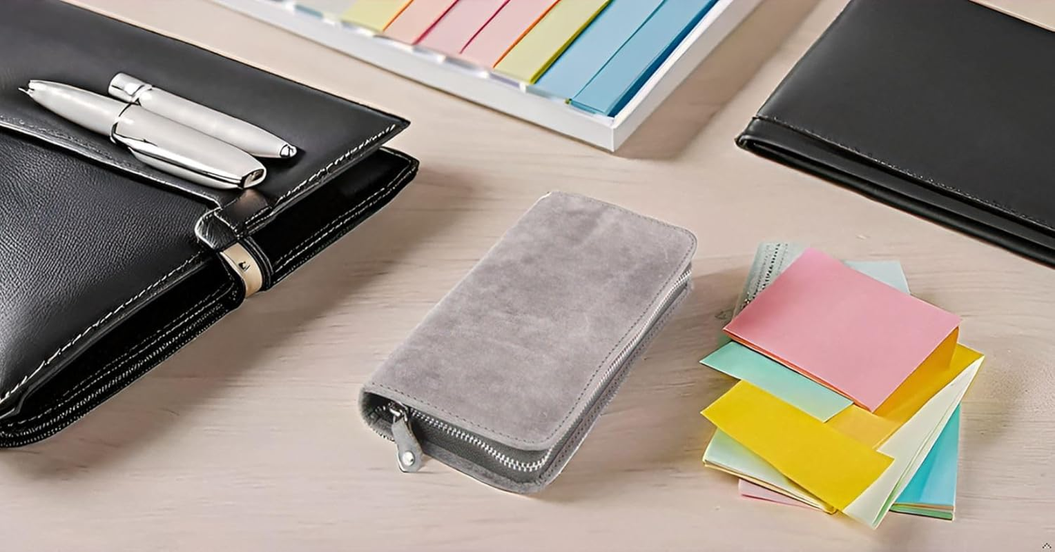 ALASSIO 2639 - Pen Case for 3 Writing Instruments, Leather Case for Pens, Ballpoint Pens or Fountain Pens, Leather Case with Closure, Leather Writing Instrument Case Approx. 17.5 X 8 X 2.5 Cm, Grey image number 4