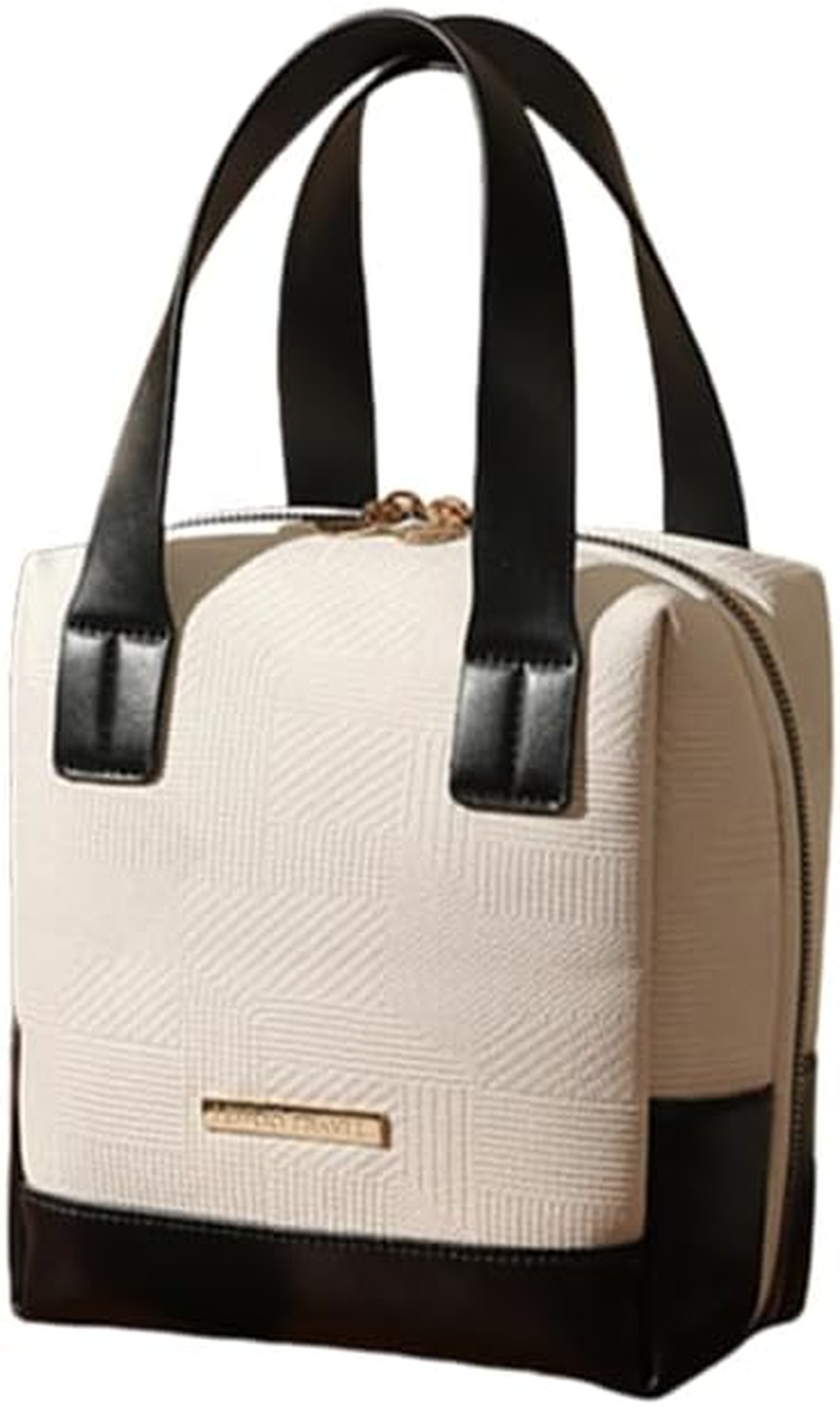 Sugar Cube Shaped Makeup Bag for Women Girls Travel - Waterproof PU Leather Cosmetic Organizer with Zipper/Wide Open Design/Toiletry Bag/Makeup Brushes&Nail Polish Storage（Embossed Texture）