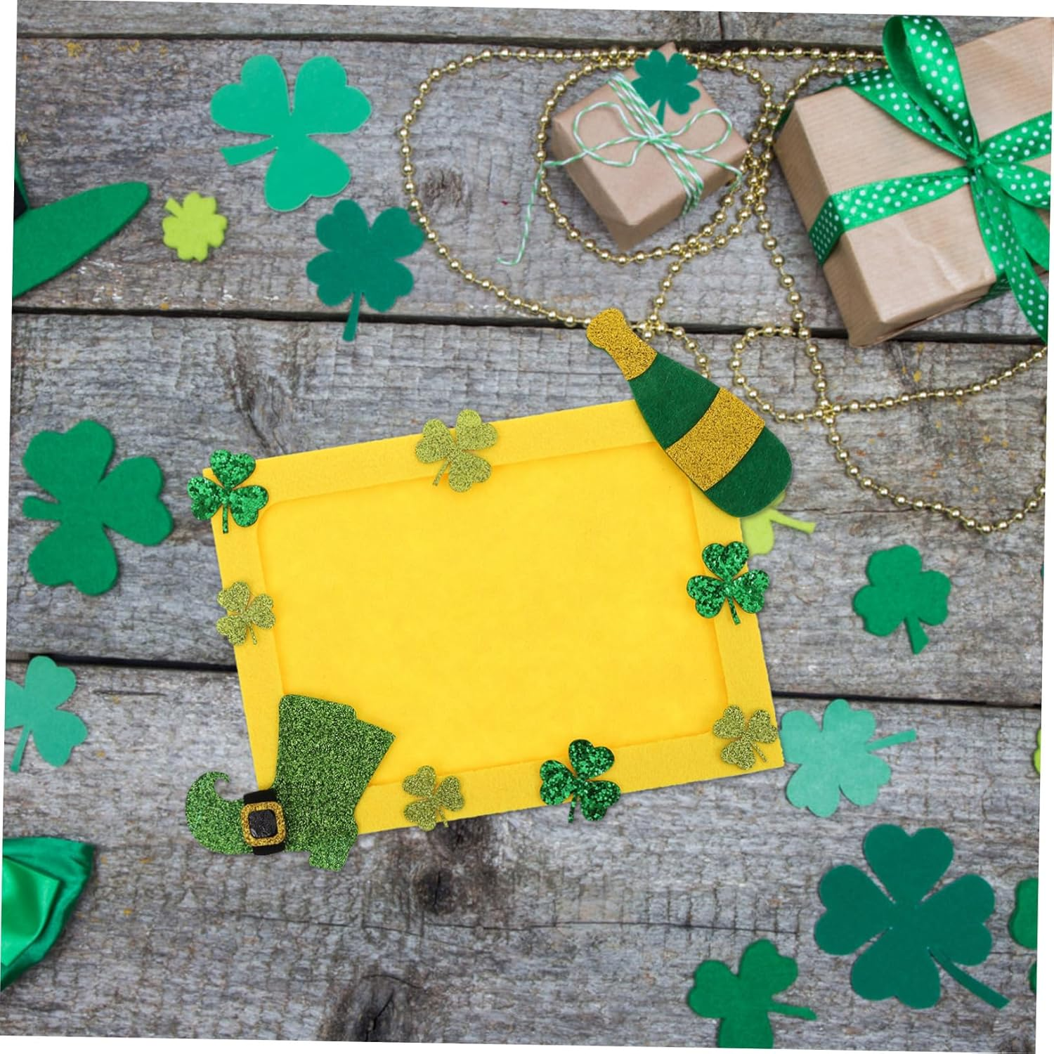 Milisten Green Shamrock Diy Photo Frame Unfinished Non-Woven Picture Frame for Patrick'S Day Crafts Charming Decorative Display for Holiday Memories image number 6