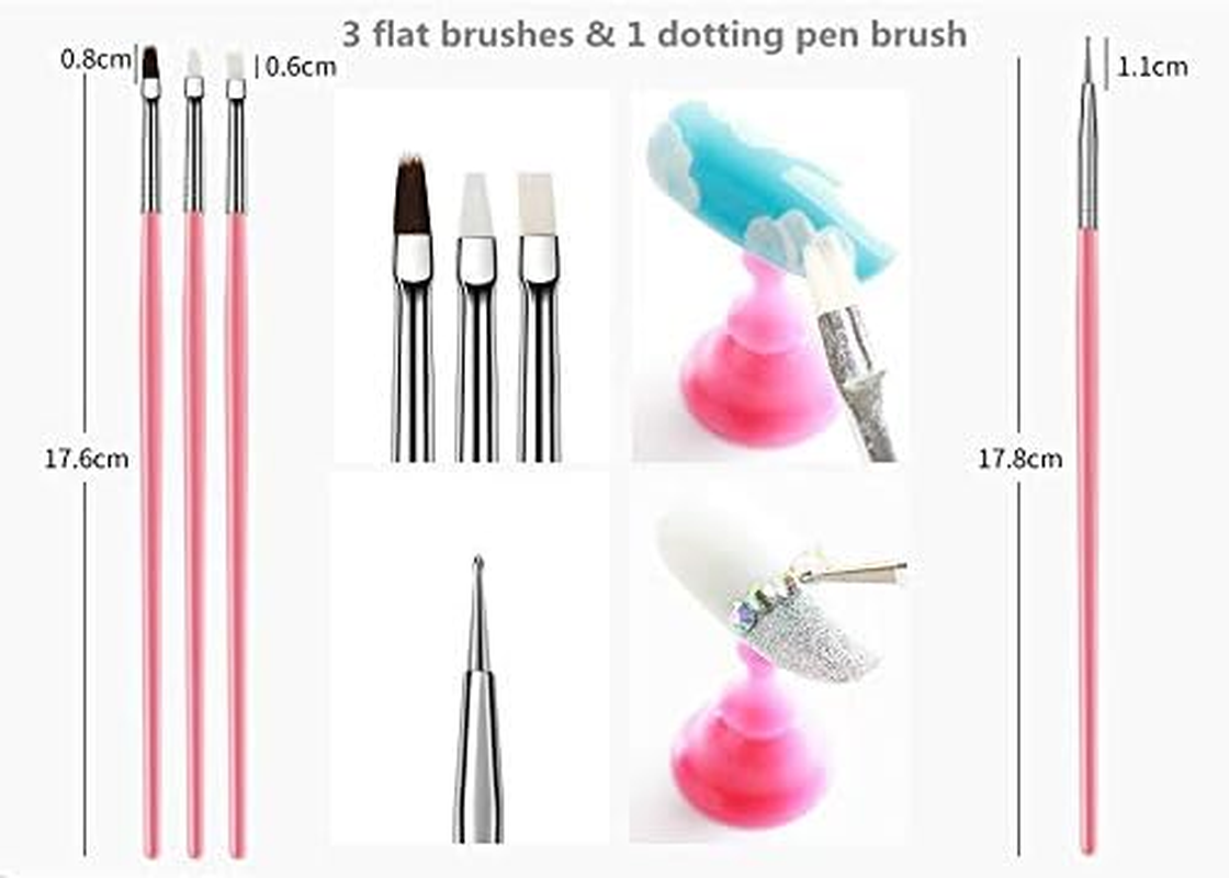 20PCS Nail Art Design Tools, 15PCS Painting Brushes Set with 5PCS Dotting Pens - Black image number 4