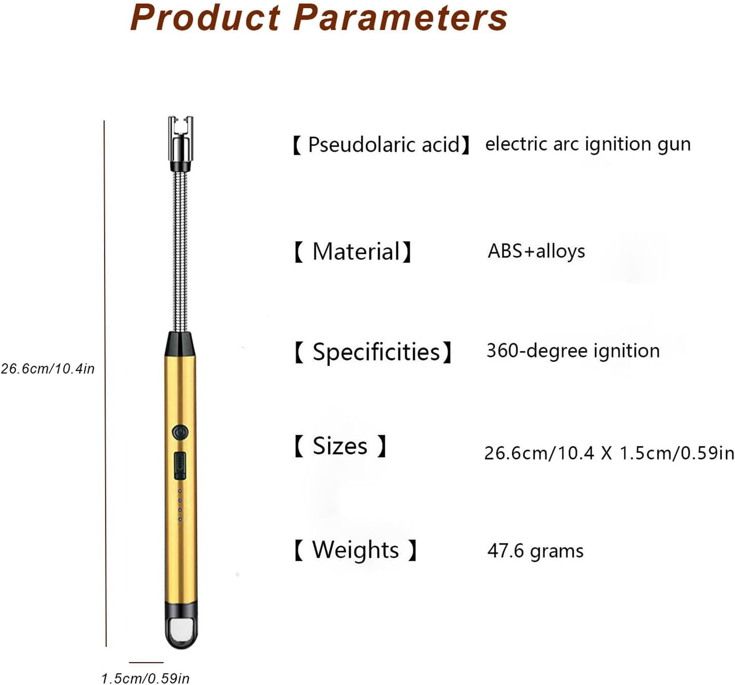 Electric Plasma Candle Lighter Arc Windproof USB Lighter with 360&deg; Flexible Neck, Rechargeable Lighter with Safety Lock for Candle BBQ Camping Stove (Gold)