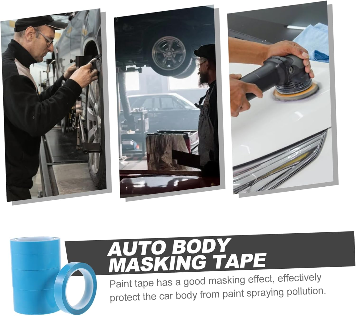 Hohopeti 5Rolls Auto Masking Tape Assorted for Low Tack High Temperature Resistant for Cars and Vehicles image number 6