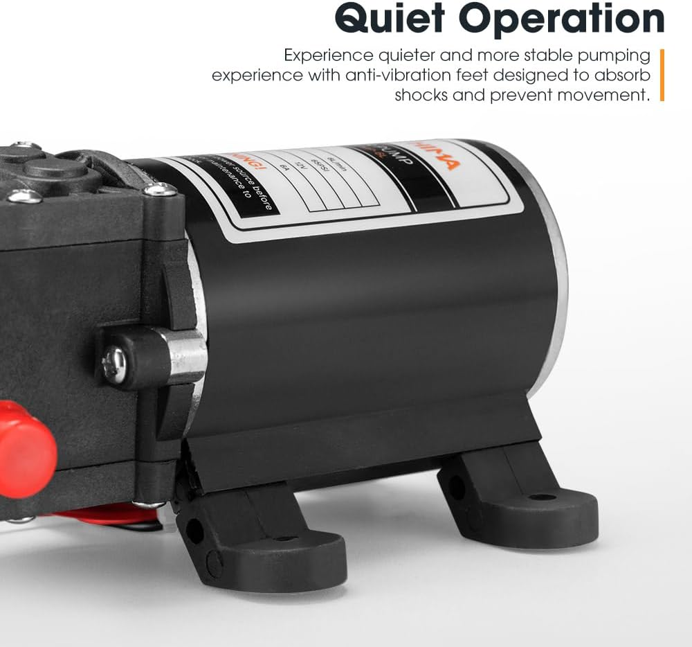 San Hima 12V Water Pump, 65PSI 6L/Min High Pressure DC Fresh Water Pump Self Priming for Caravan RV Garden Camping Boat