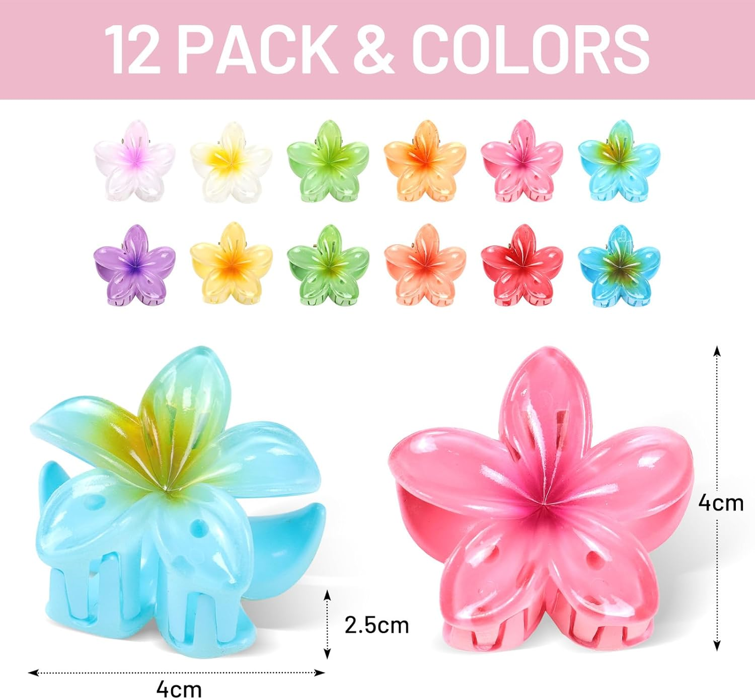 Blooms Pack of 12 Small Flower Hair Clips image number 3