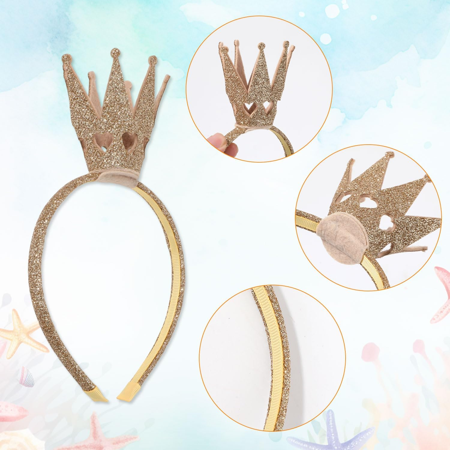 XIHIRCD Queen of Hearts Headband, Glittery Gold Headband Queen of Hearts Costume Accessories Gold Tiara Headband for Girls Masquerade Tiara image number 6