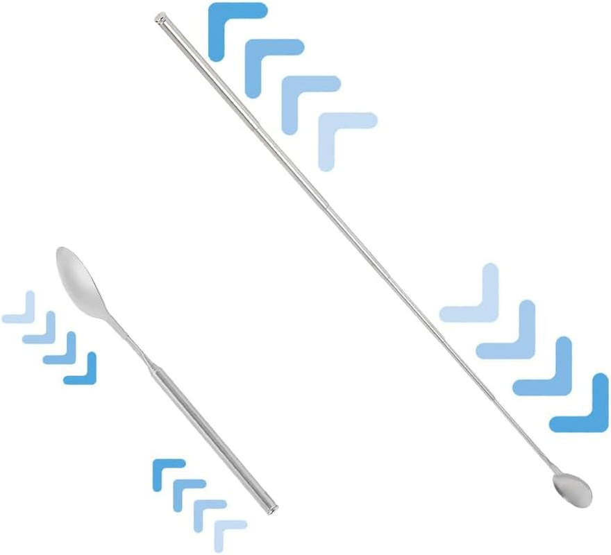 Cooking Spoons, Long Extendable Spoon Telescopic Stirring Tablespoon Kitchen Utensil Soup Ladle Stretchable Mixing Draining Tool for Bake Bar Barbecue Tableware Supplies image number 2