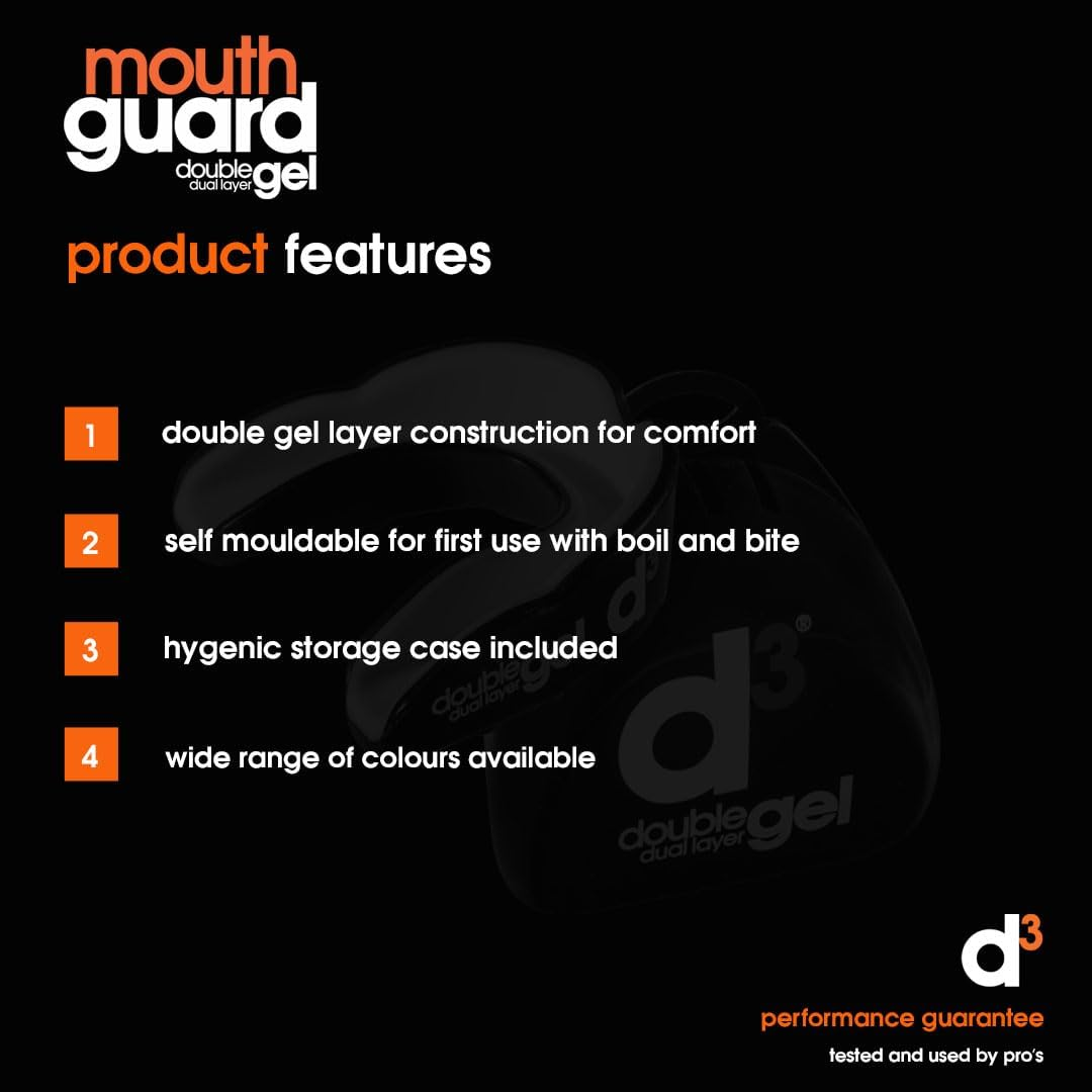 D3 Double Gel Dual Layer Gum Shield Youth Mouth Guard, Pink/Purple, 0.061 Kilograms image number 6