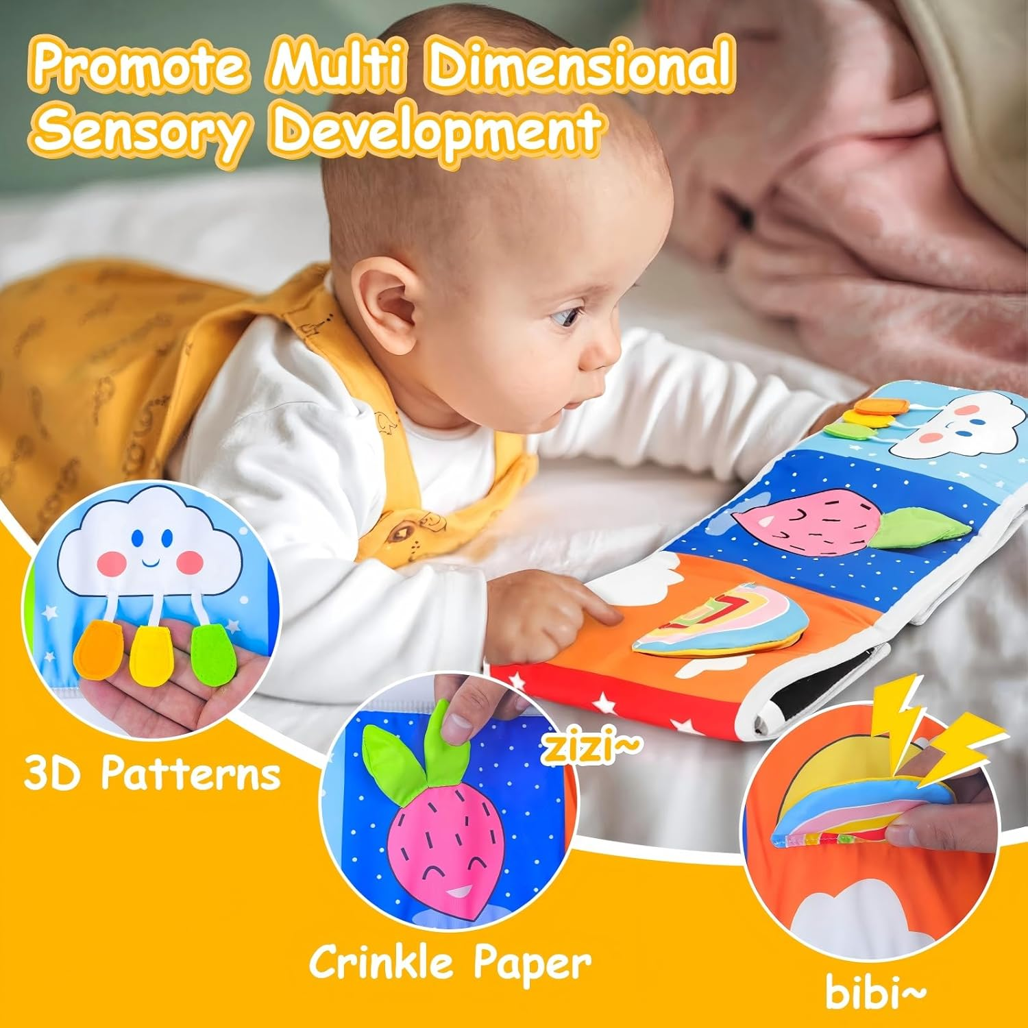 Baby Toys 0-6-12 Months, Tummy Time High Contrast Newborn Toys 0-3 6 Months, Baby Boy Girl Gifts, Visual Stimulation Learning Activity Cards, Soft Baby Book, Montessori Infant Toys 0-12 Months image number 5