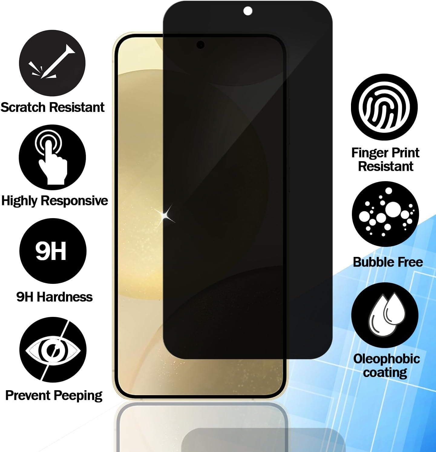 RKINC Screen Protector [3-Pack] for Google Pixel 10/10 Pro, 9/9 Pro, Privacy Tempered Glass Film Screen Protector, [Anti Spy][Anti-Scratch][Bubble-Free] image number 2