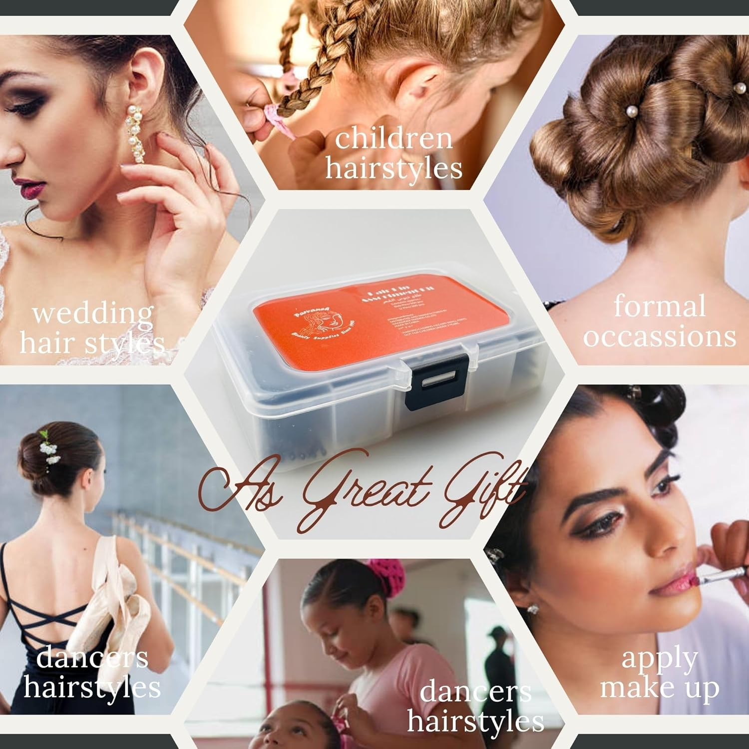 Parvaneh Bobby Pins&Hair Pins with Box,500Pcs,U Shaped Hair Pins Set for Women,300 Bob Pins&200 U Pins,Hair Accessories Set for Hair Stylist,Blonde,Black,Brown Hair Grips,Assorted Sizes image number 5