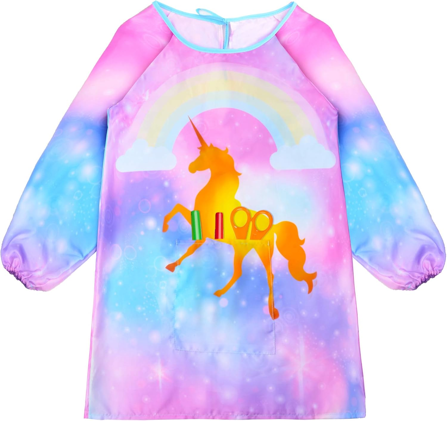 Fiodrimy Kids Art Smock, Unicorn Painting Smocks with Pocket, Waterproof Artist Long Sleeve Artist Apron for Child Girls Boys 8-12 Years, Large image number 5