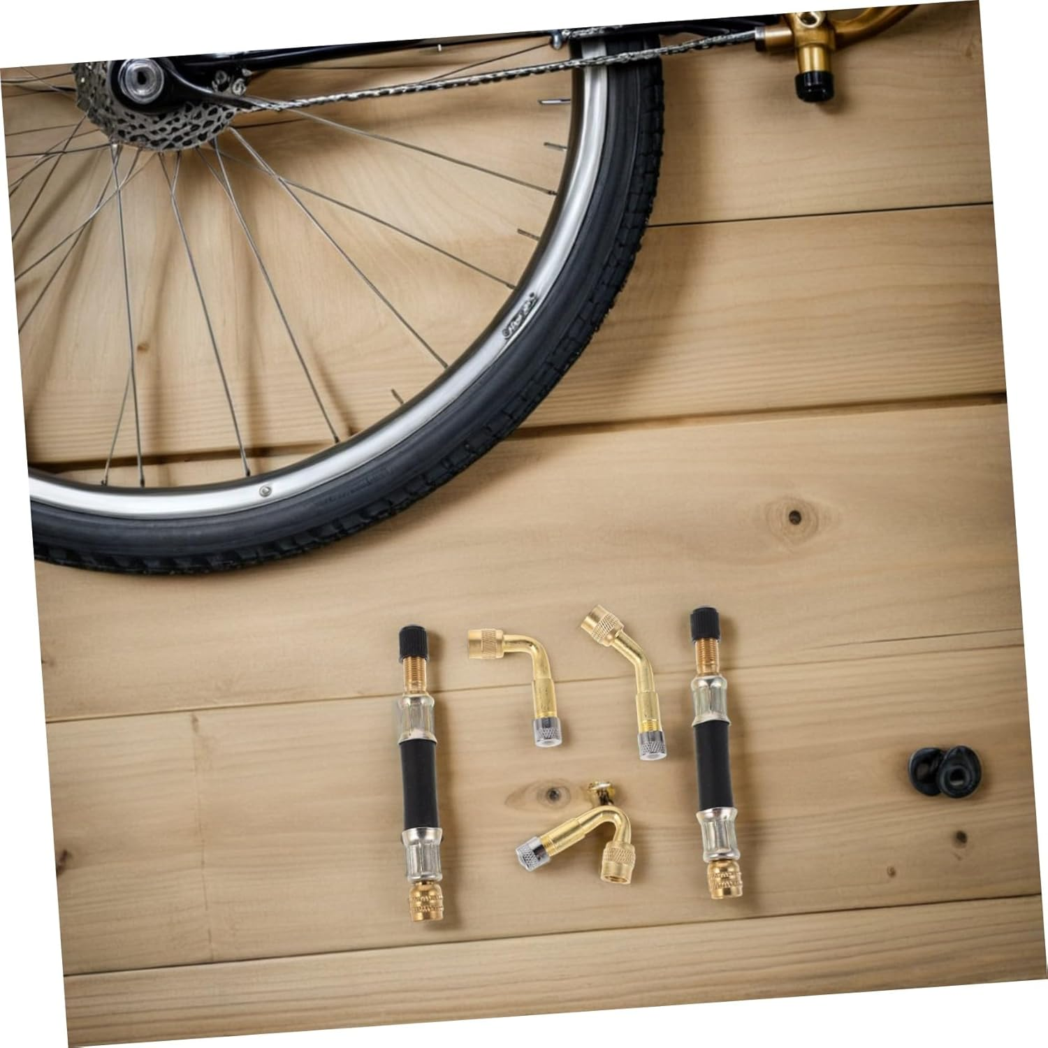 UKCOCO Metal Bike Tire Inflator Adapter with Leakproof Valve Extension Rod Pump Nozzle Kit for Road Bikes Scooters Tubeless Tires Easy Quick Assembly and Extended Reach for Reach