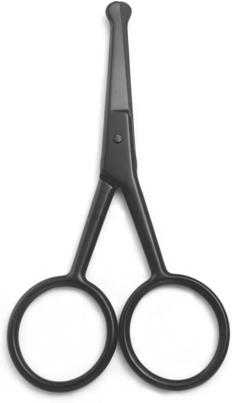 Premium Manicure Rounded Tip Scissors Multi-Purpose Stainless Steel Cuticle Pedicure Beauty Grooming Shears for Nail, Eyebrow, Eyelash, Dry Skin, Nose Hair (Black 4 Inch)