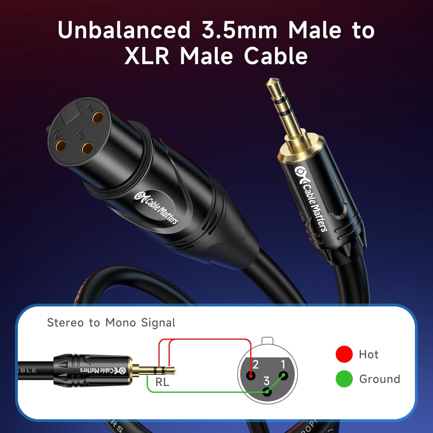Cable Matters Unbalanced 3.5Mm to XLR Cable - 1.8M, Male to Female XLR to 3.5Mm Jack Audio Cable image number 1