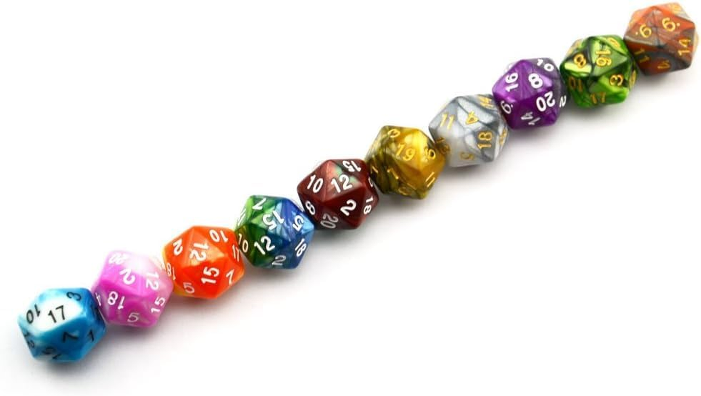 10-Pack Two Color 20 Sided Dice D20 Polyhedral Dice for DND RPG MTG Table Games