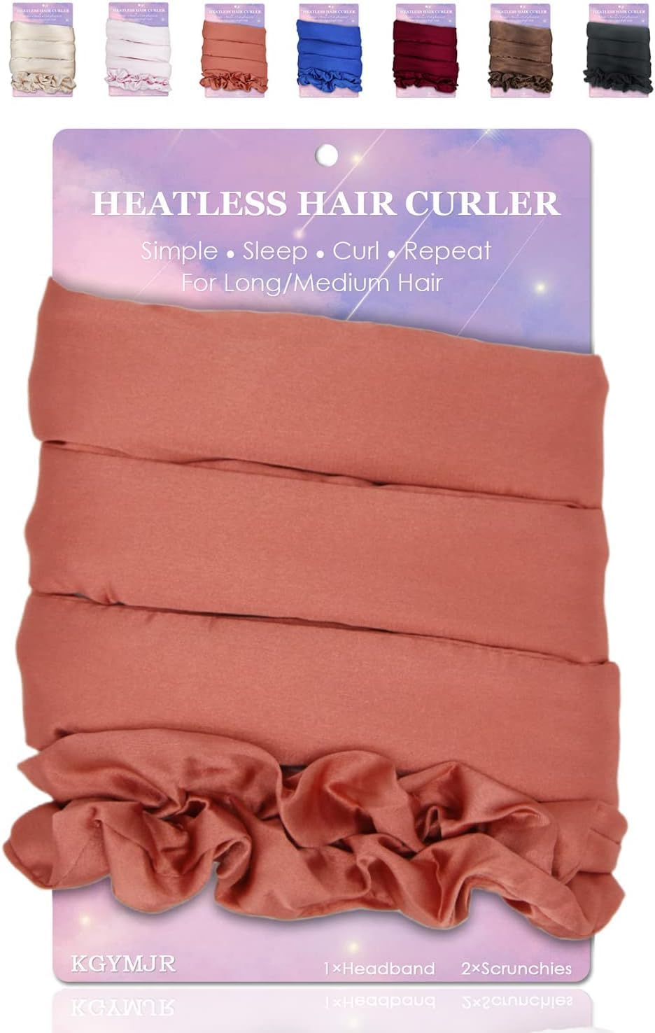 Satin Heatless Curler Set, Soft No-Damage Pearl Cotton Curling Rod Headband for Long Hair, Overnight Styling Tool with 2 Hair Loops DIY Rollers (Blue)