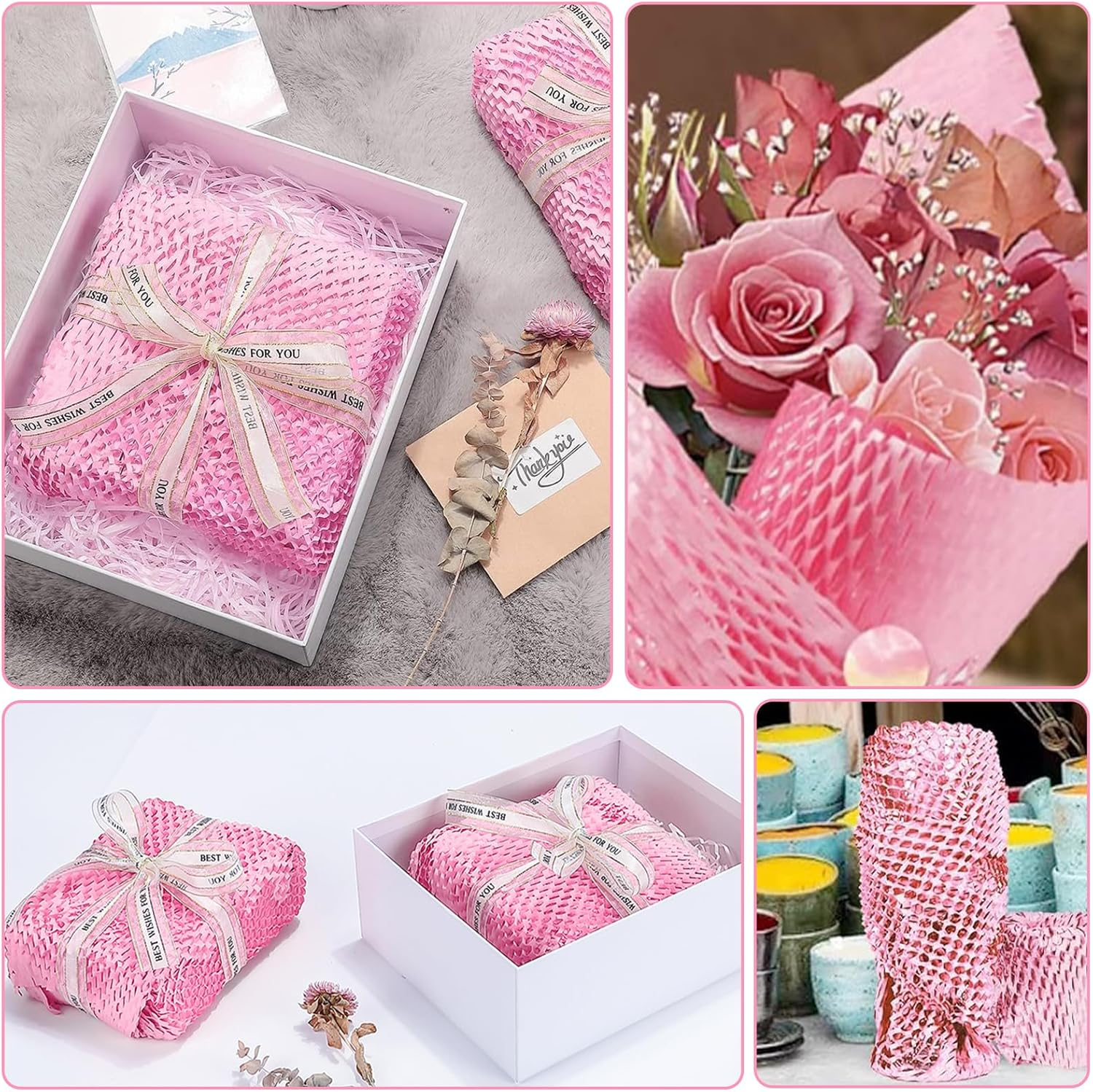 Gifts Wrapping Paper, Honeycomb Packing Paper, Recyclable Packing Paper, Green Wrap Packing Material, Recycled Cushioning Wrapping Roll, Honeycomb Eco-Friendly Packaging for Shipping/Packing (PK)