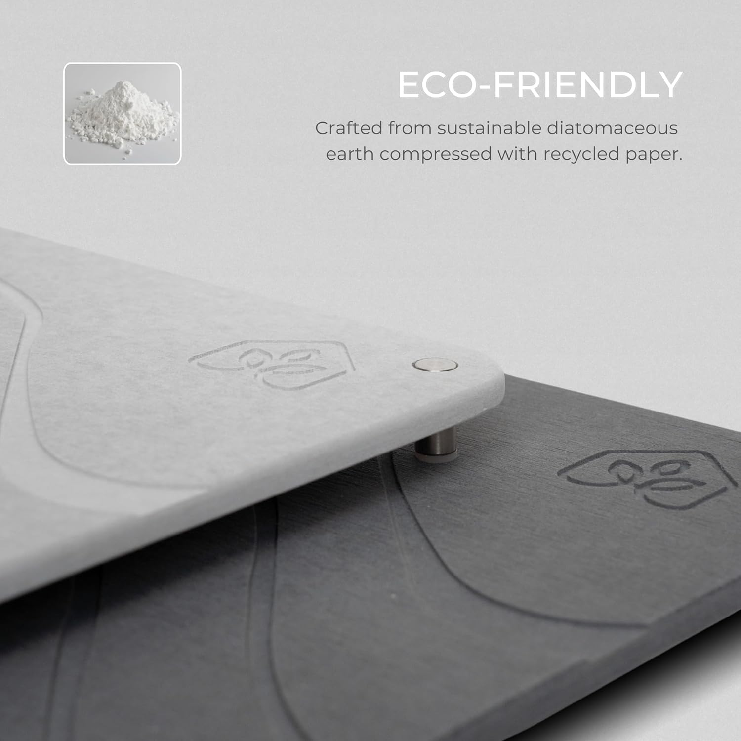 Natureva Home - Stone Dish Drying Mat | Super Absorbent, Quick Dry | Diatomite Mats for Kitchen Counter I Made of Natural Diatomaceous Earth | Absorbing Water Instantly | Design Flow | Colour Slate image number 4