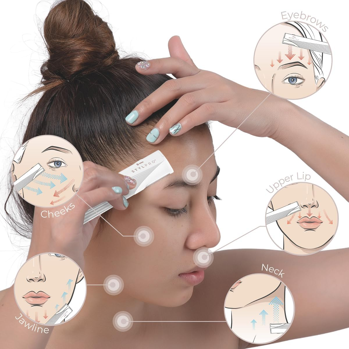 STYLPRO 2 in 1 Sonic Dermaplane & Trimmer: Lighted Edge Rechargeable Cordless Travel Friendly Eyebrow Peach Fluff Bikini Line Pain Free Exfoliation with 3 Vibration Levels image number 2