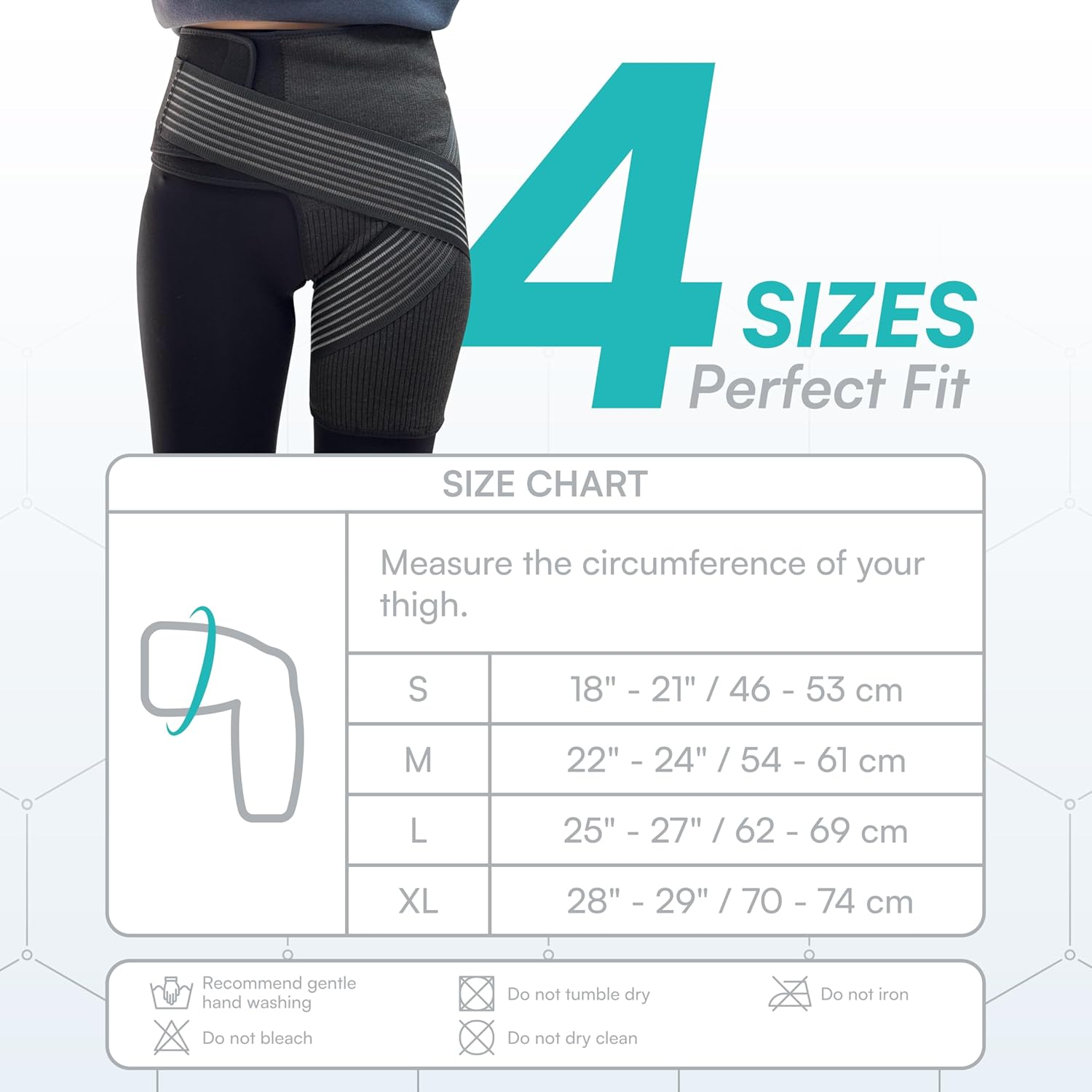 Vital Salveo Compression Recovery Hip Brace &ndash; Hip Brace for Women and Men, Supports Hip Pain Relief and Aids Hip Injury Recovery, Designed for Support, Comfort, & Mobility (1Pc)-Large image number 4