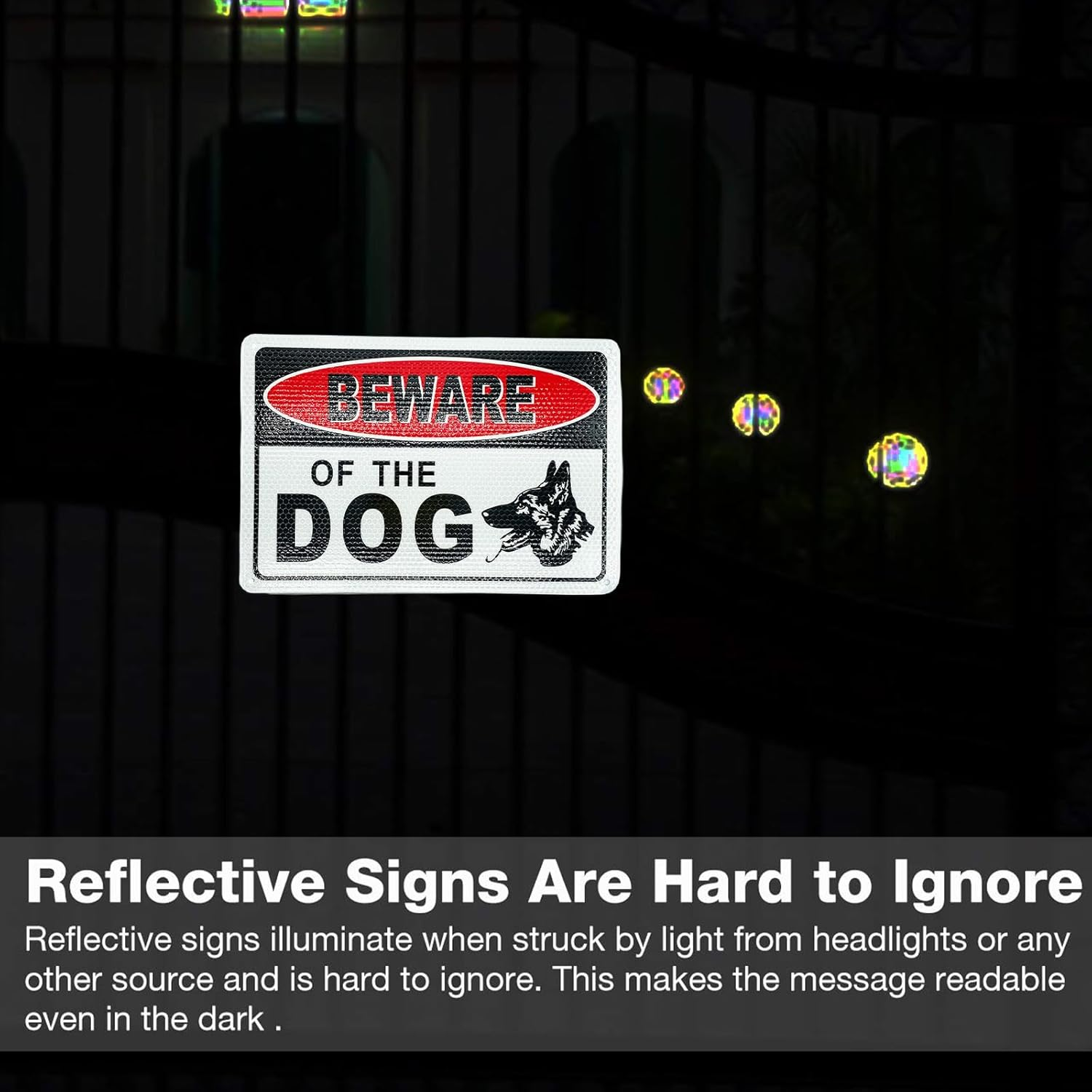 Beware of Dog Sign, Dog Warning Sign, UV Protected and Weatherproof, Indoor or Outdoor Use, Reflective Aluminum, 2 Pack image number 1
