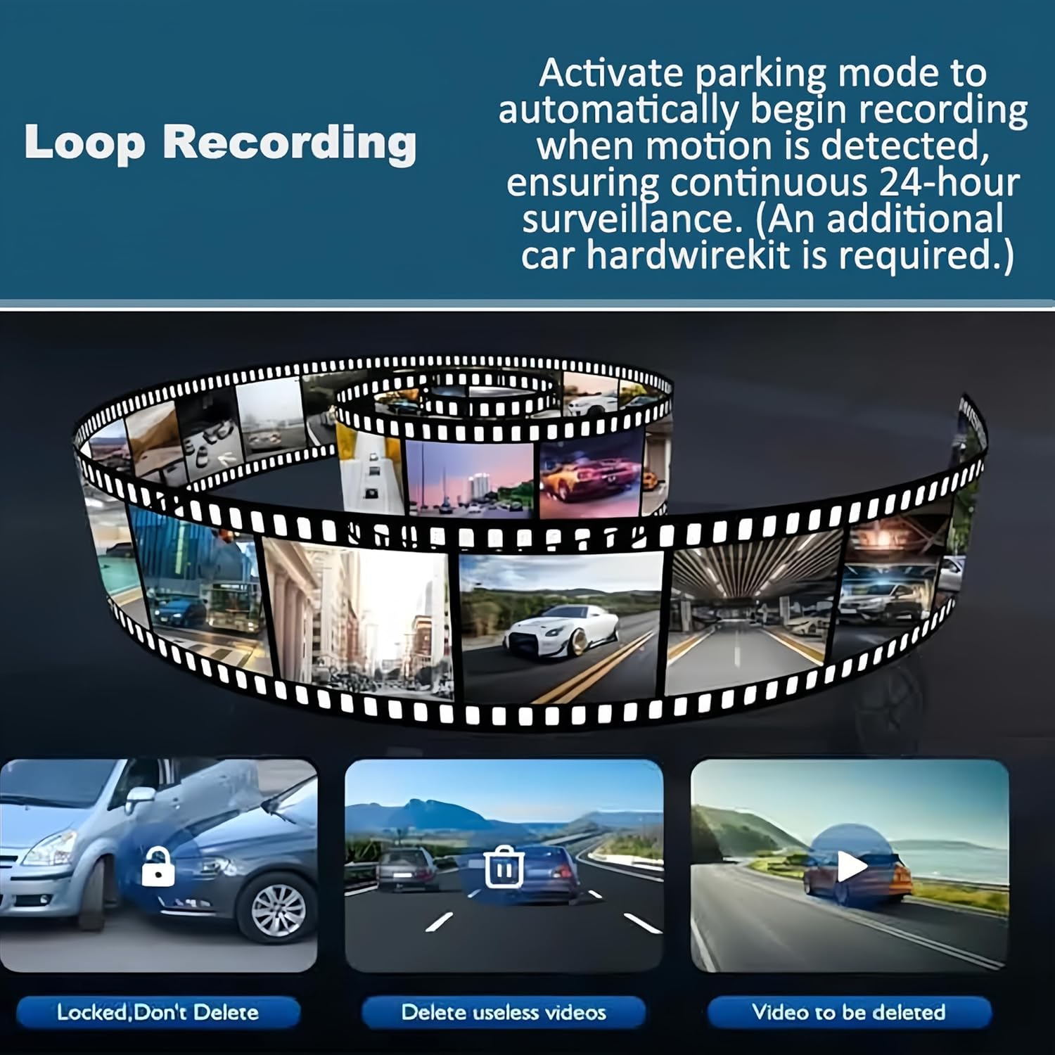 3 Channel Dash Cam Front and Rear inside for Cars, Full UHD Car Camera Front Rear with 32GB Card image number 4