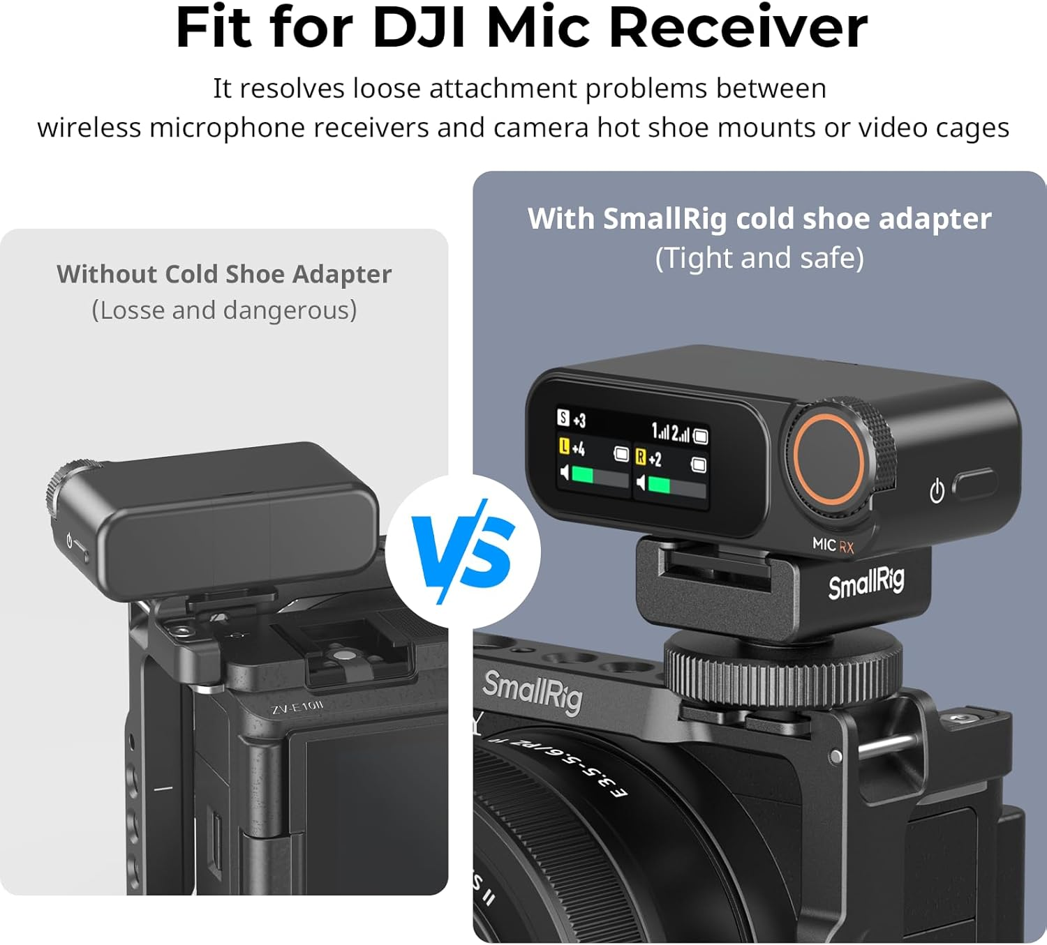 Smallrig Cold Shoe Mount Adapter for Wireless Microphone, for DJI Mic / Mic 2, for RODE Wireless Go II, for Saramonic Blink 900 B, for Hollyland C1, with 1/4"-20 Threaded Hole, anti Drop Design - 4822 image number 4