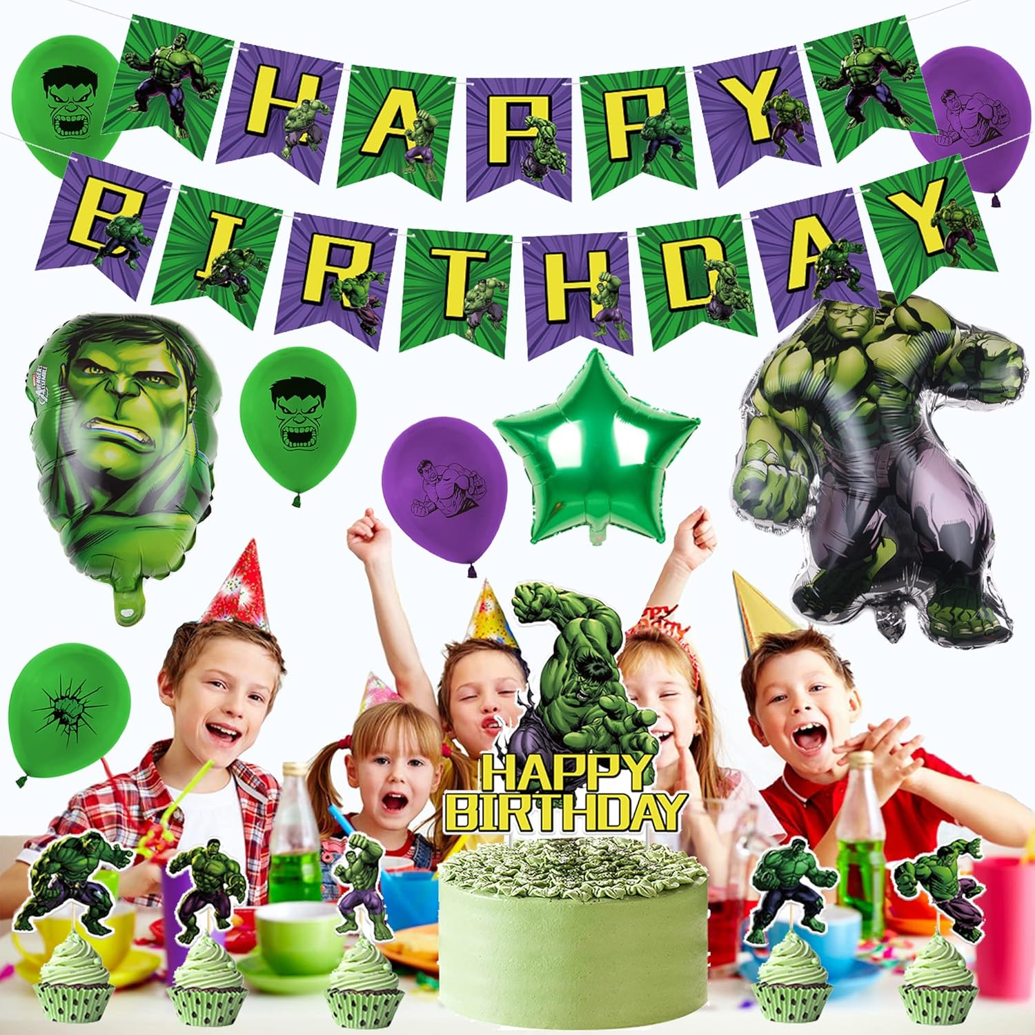 Party Supplies Hulk Birthday Decorations Superhero Balloons Avengers Birthday Cake Decorations Hulk Birthday Banner Avengers Helium Foil Balloons Hulk Party Decorations image number 3