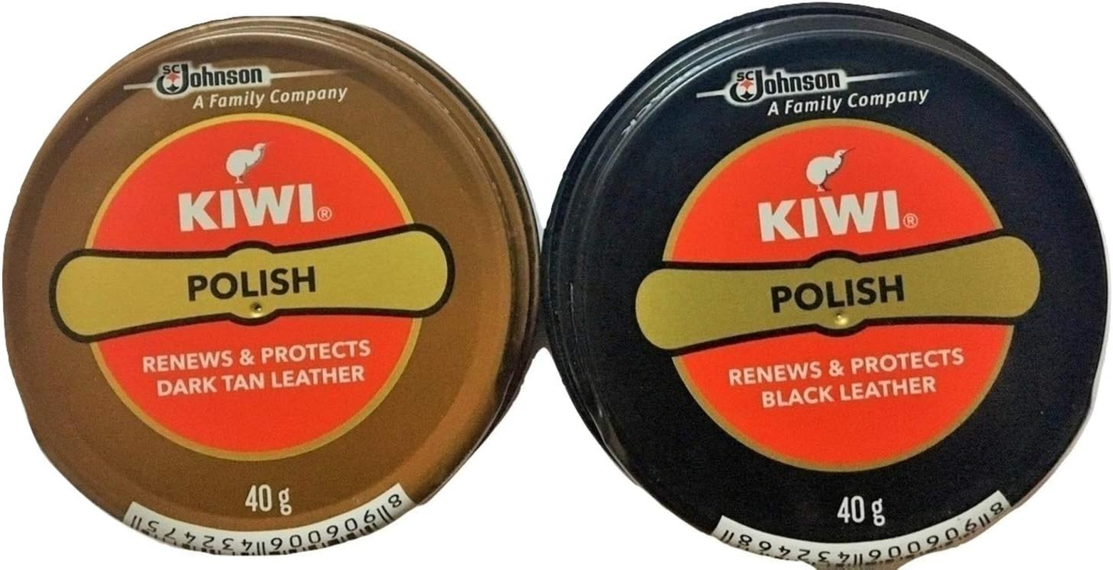 By Be the Bestest Kiwi Shoe Polish Paste Black and Dark Tan 0.2 Fl Oz (Pack of 2), Black image number 1