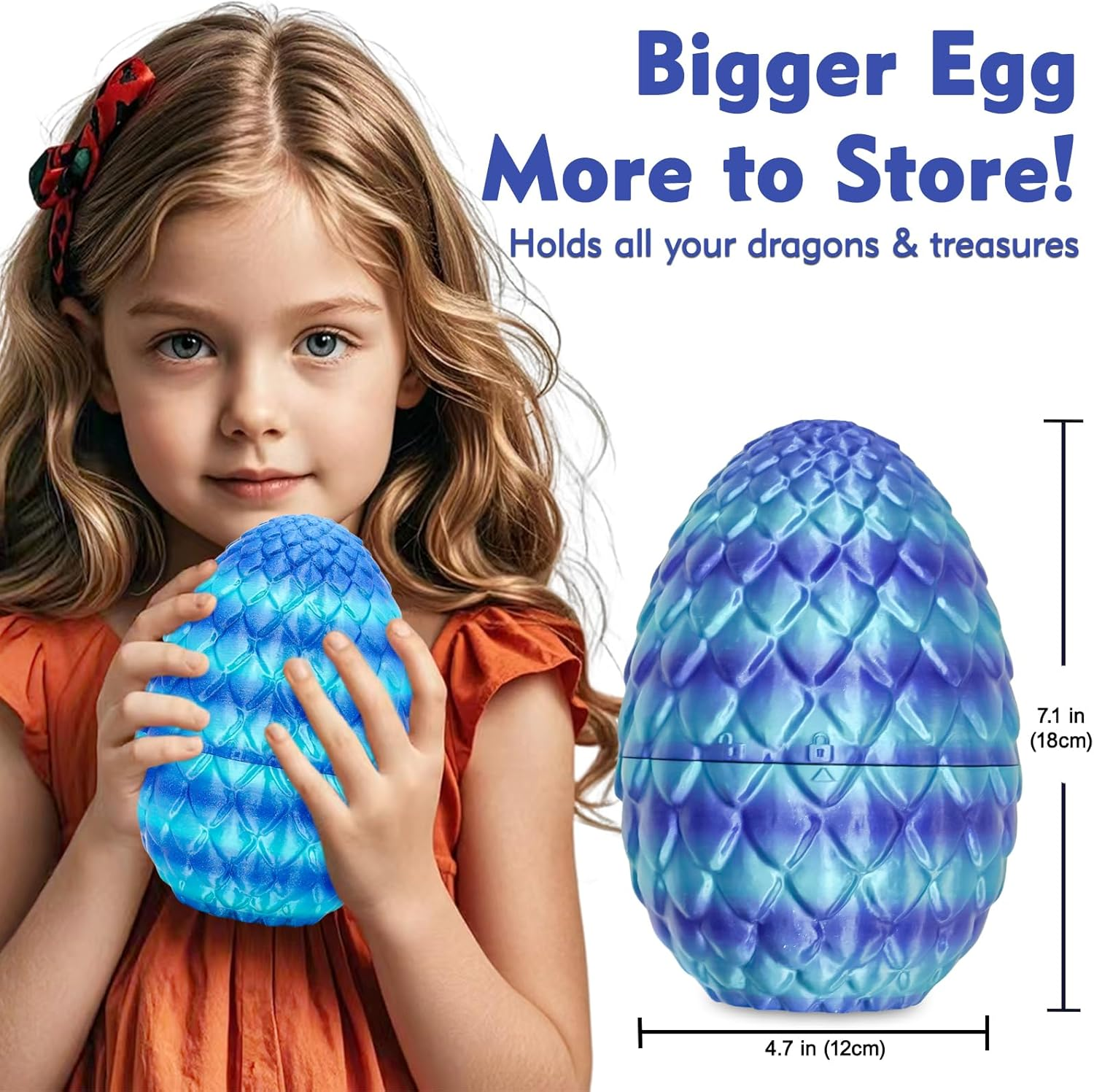 10Pcs Mini Flying Dragons in Dragon Egg 3D Printed Collectible Fantasy Toy Gift Set for Kids Boys Girls Teens Birthday Easter Christmas Stocking Party Favor Display(Starlit Blue) image number 6