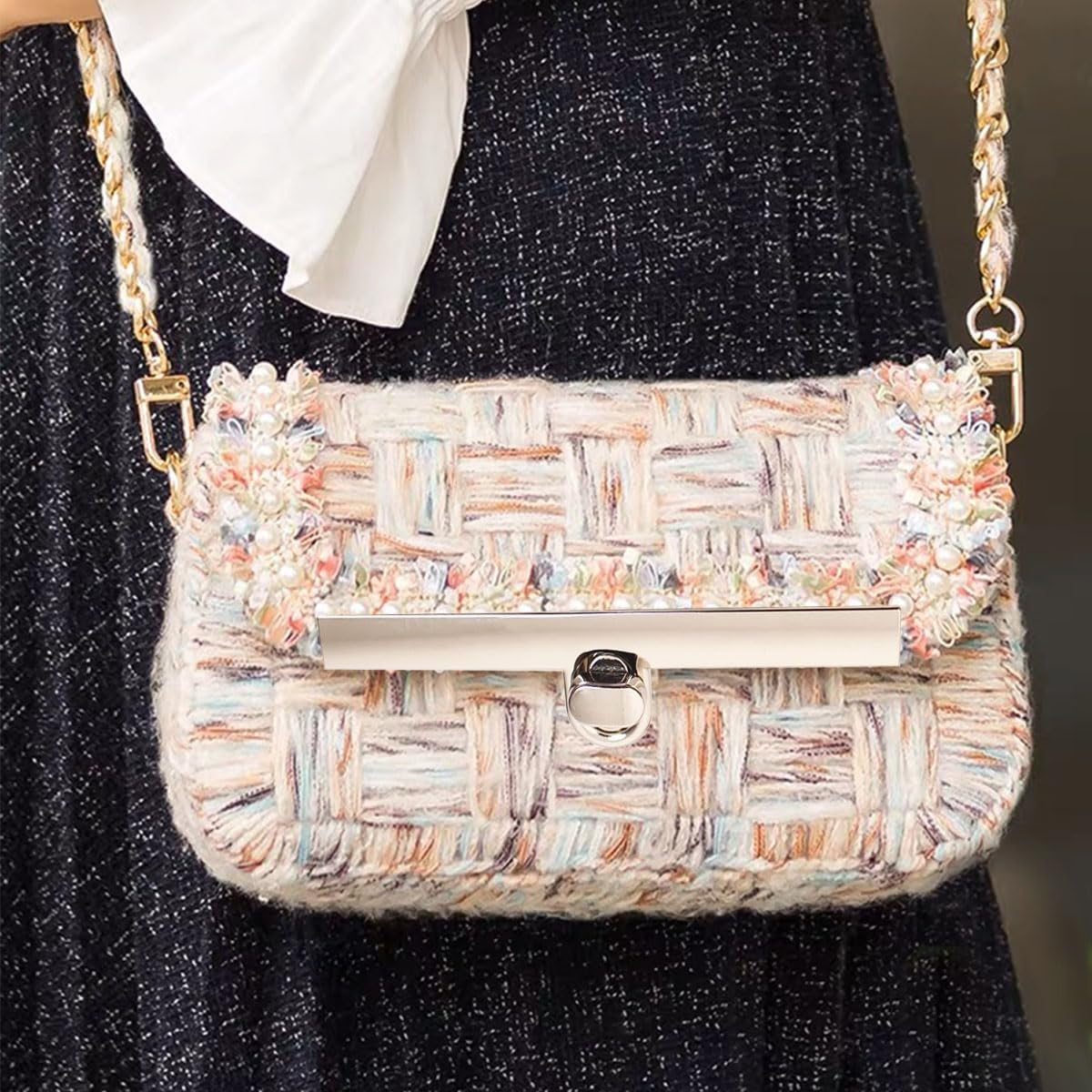 6 Sets Turn Lock Clasp Purse Closure Twist Locks Fasteners Metal Hardware Clip Clasp Buckles with Washers for DIY Handbag Shoulder Handle Bags Craft Briefcase Handbag Making (Gold, Silver) image number 3