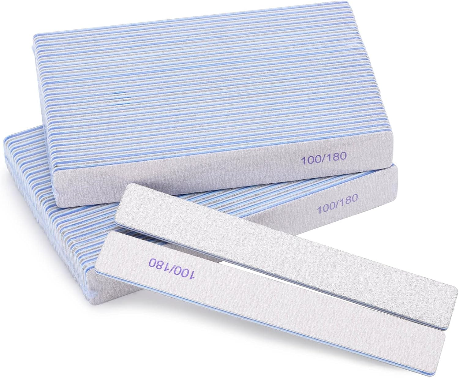 25 Pcs Rectangle Nail Files 100/180 Grit Double Sided Fingernail Emery Boards and Nail Buffers Professional Manicure Tools for Acrylic Nails and Natural Nails