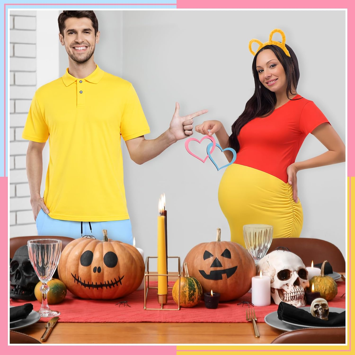 4 Pcs Halloween Maternity Costume New Parents Couple Outfit Dress Pregnancy Cloth for Women New Daddy Mommy Party image number 1