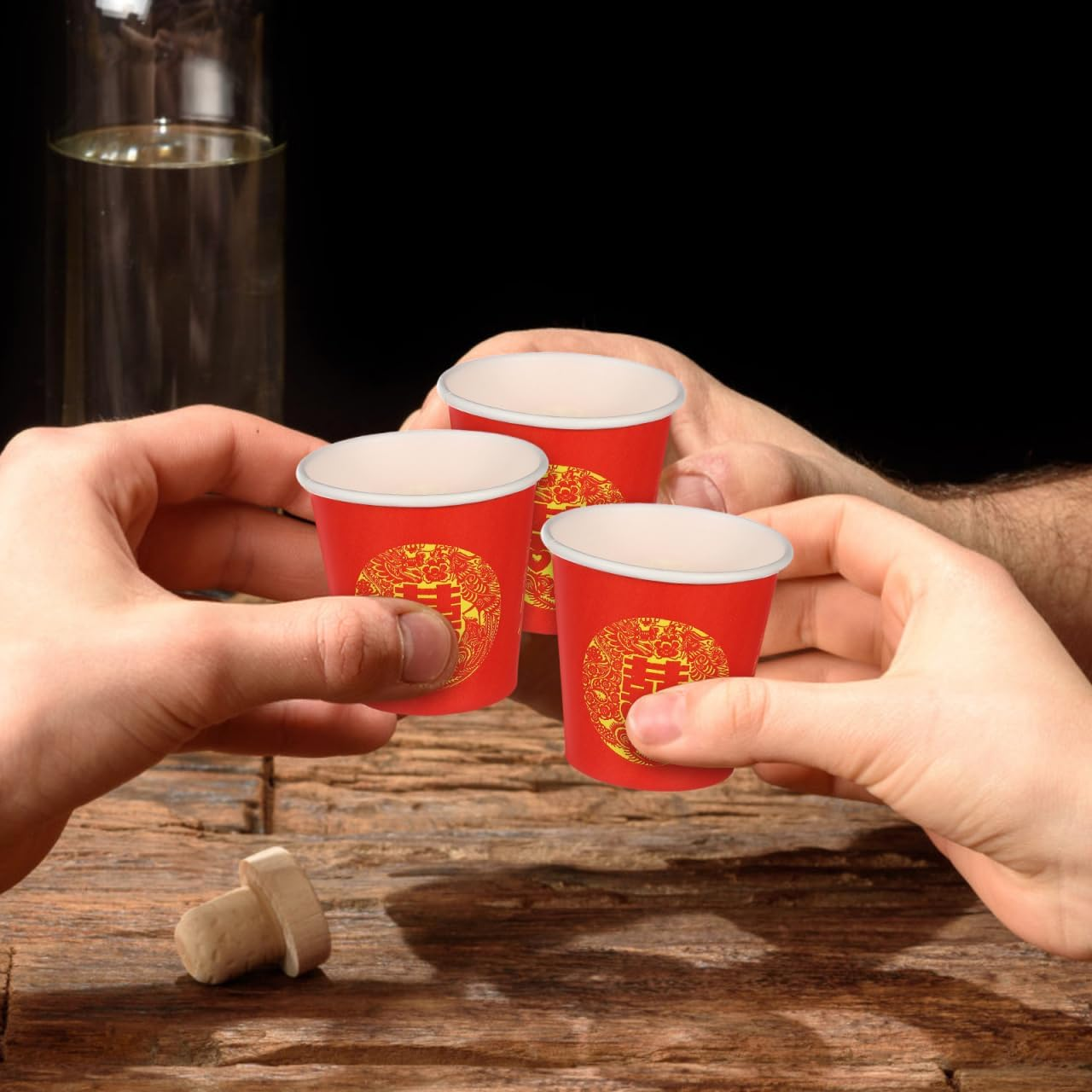 Baluue 100Pcs Chinese Style Paper Cups for Weddings Double Lightweight and Beverage Cups for Party Tea Ceremony and Outdoor Events image number 6