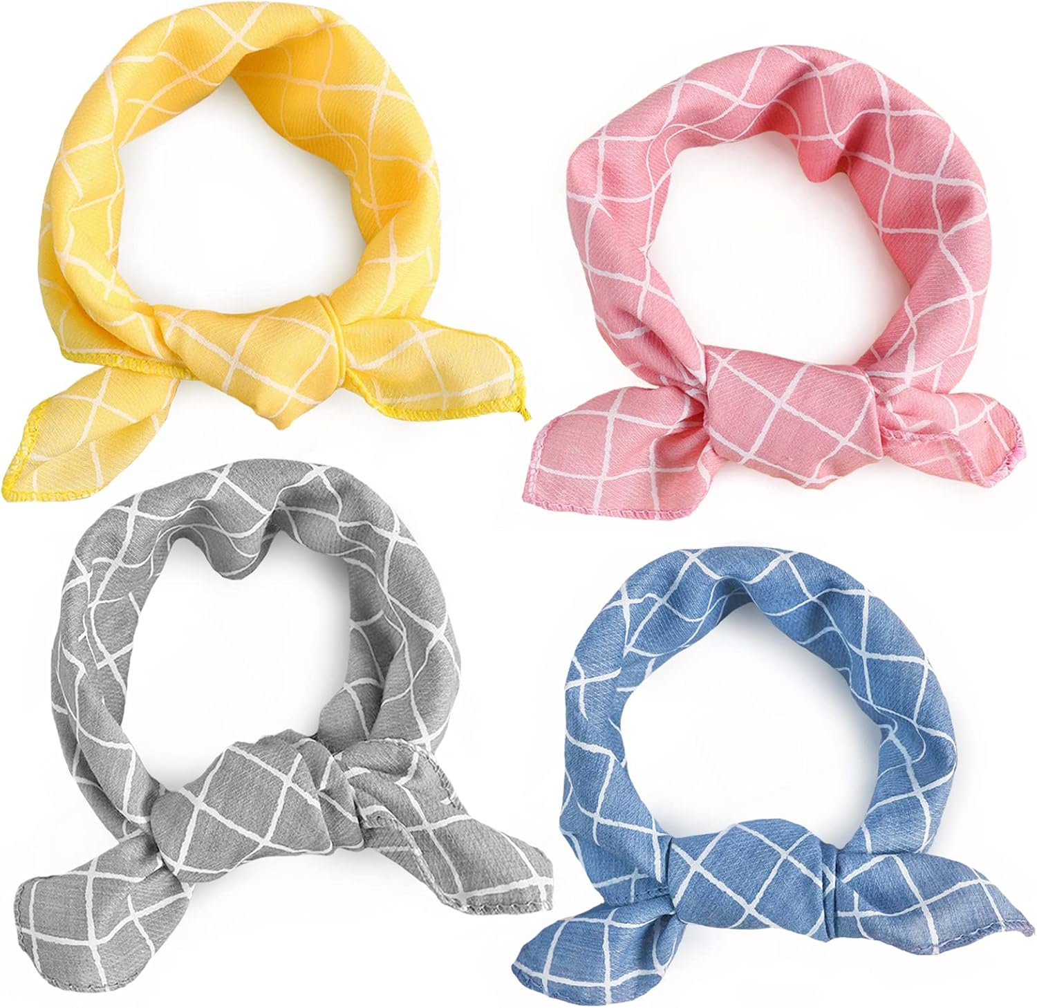 Dog Bandanas - 4PCS Birthday Gift, Soft Cotton Dog Kerchief, Grey Blue Yellow Pink Comfortable Scarfs Collars, Adjustable Accessories for Small Medium Large Dogs Puppies Cats Pets, Daily Bibs image number 5