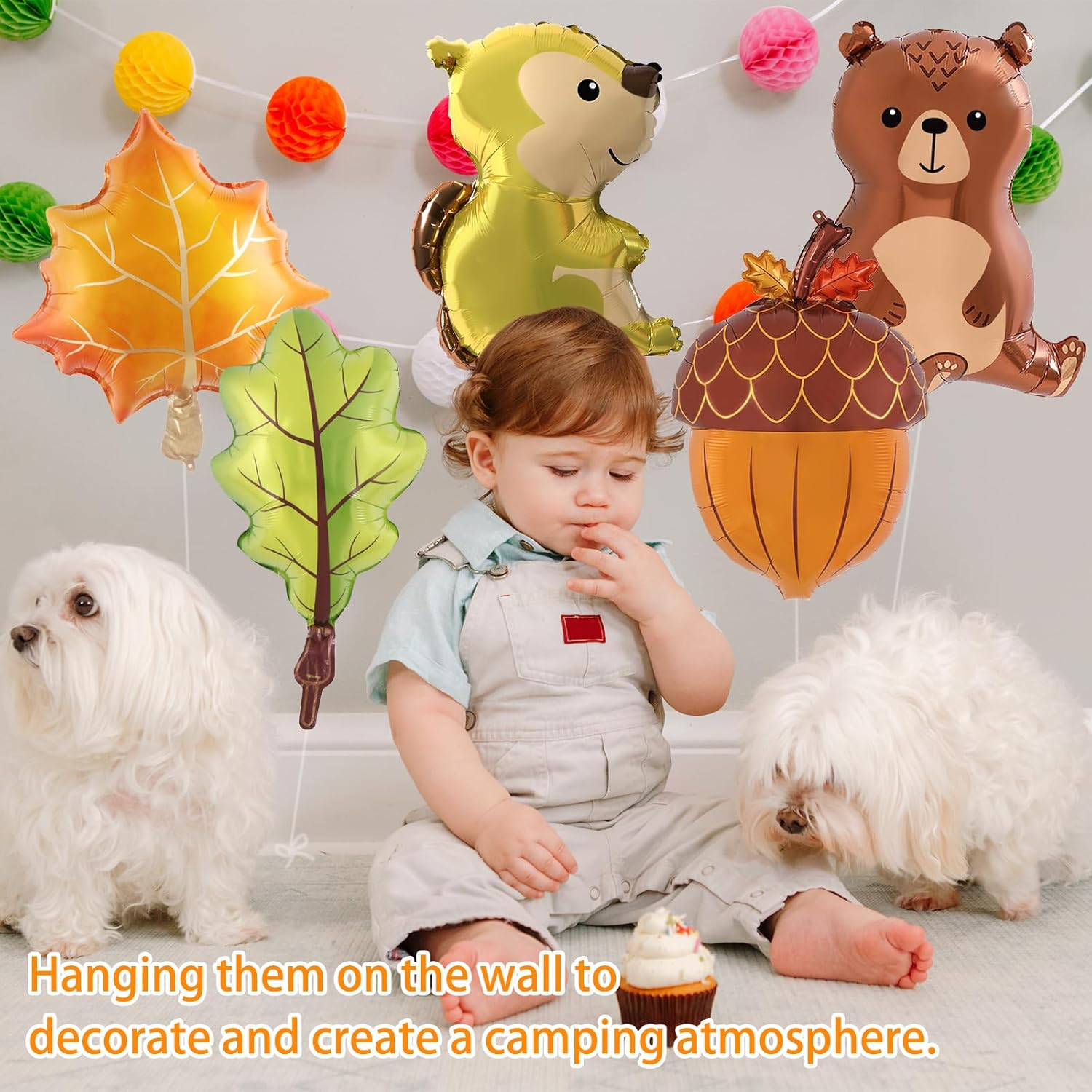 KUAOOAUK 12Pcs Forest Animal Balloons, Woodland Baby Shower Decorations, Birthday Party Decorations Animal Balloon, Safari Themed Animals Birthday Balloons, Balloon Animal Kit for Boys Girls Camper image number 1