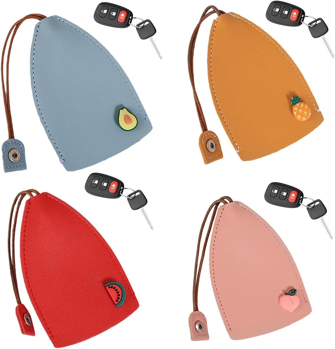 4 PCS Key Bag,Car Key Case,Pu Leather Key Organizer Pouch for Luggage & Travel Gear/House image number 2