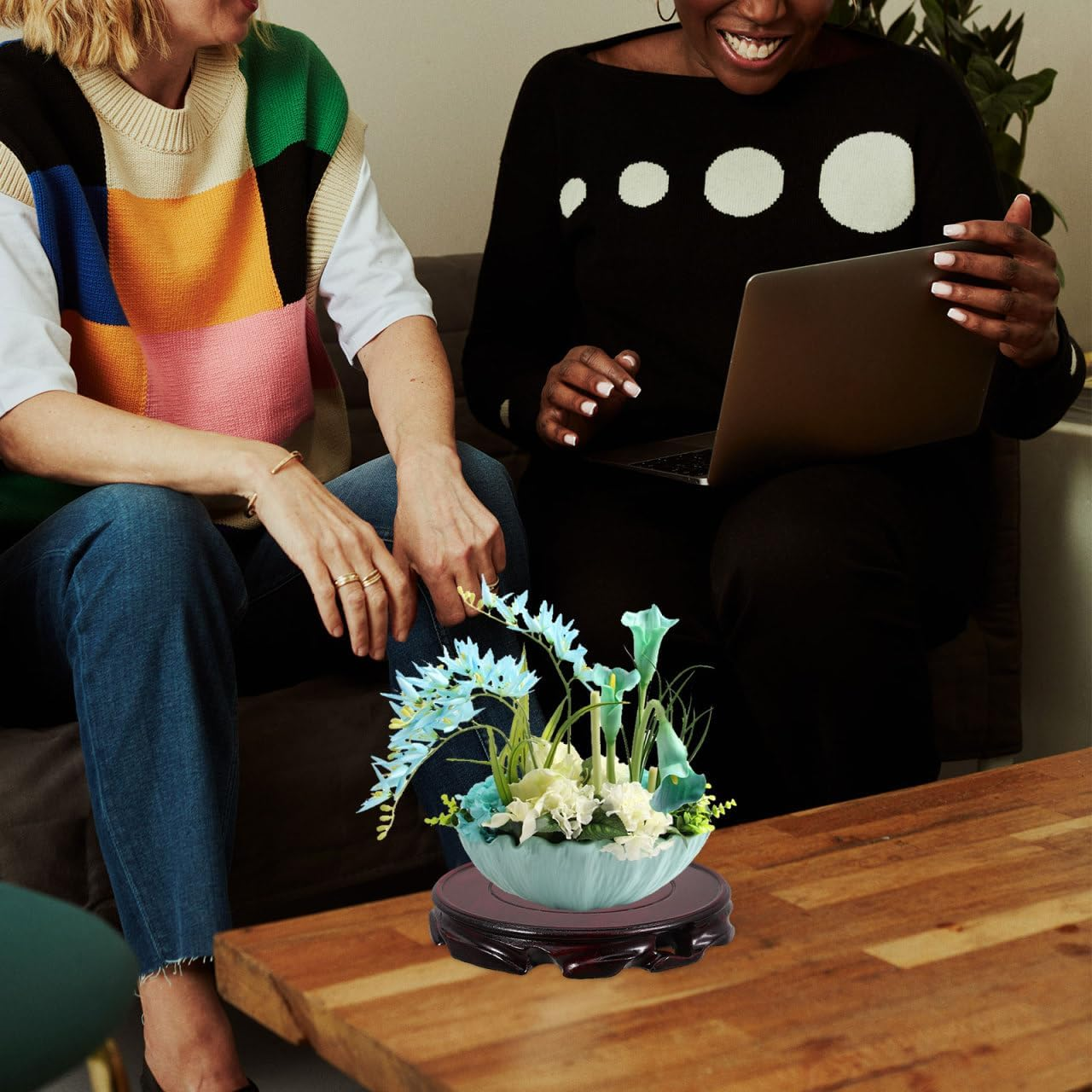 Luxshiny Traditional Chinese Black Vase Stand Wooden Display Stand Elegant Furniture Pedestal for Collectibles image number 6