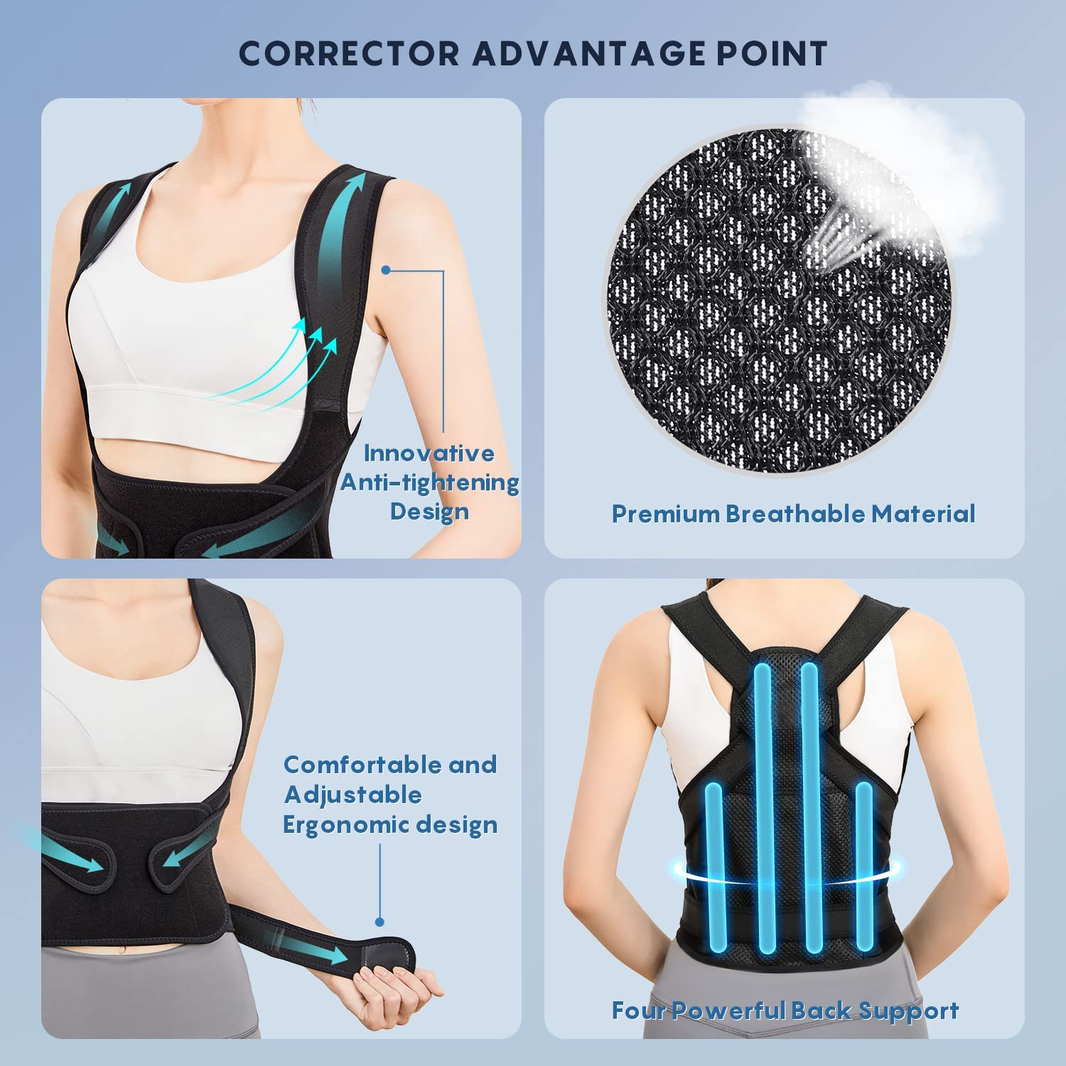 Back Brace and Posture Corrector for Women and Men, Back Straightener Posture Corrector, Scoliosis and Hunchback Correction, Back Pain, Spine Corrector, Support, Adjustable Posture Trainer image number 2