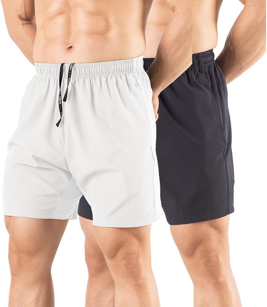 Gaglg Men'S 5" Running Shorts 2 Pack Quick Dry Athletic Workout Gym Shorts with Zipper Pockets image number 5